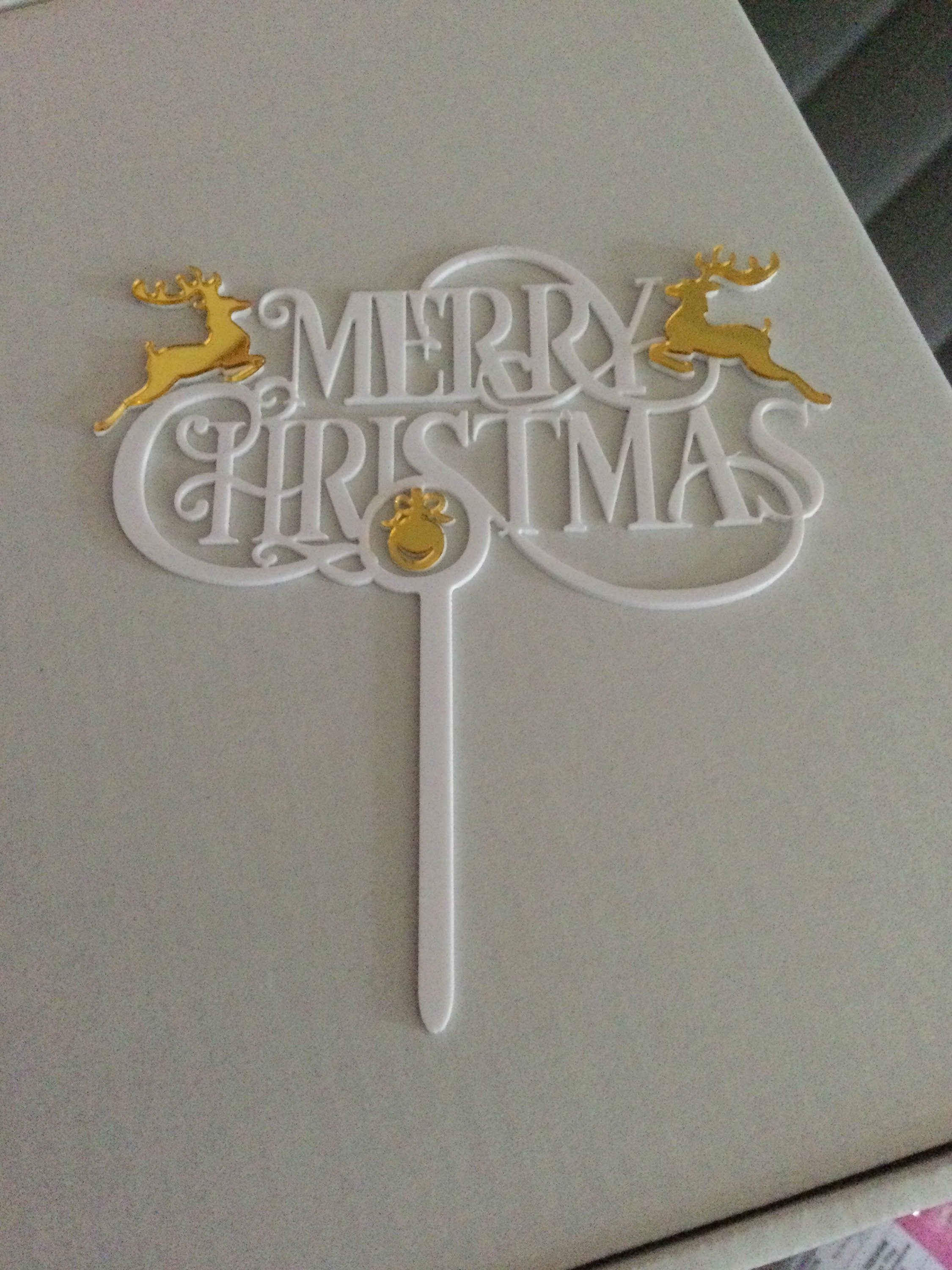 Merry Christmas Cake Topper Nordic Hygge Acrylic white icing cake decorations