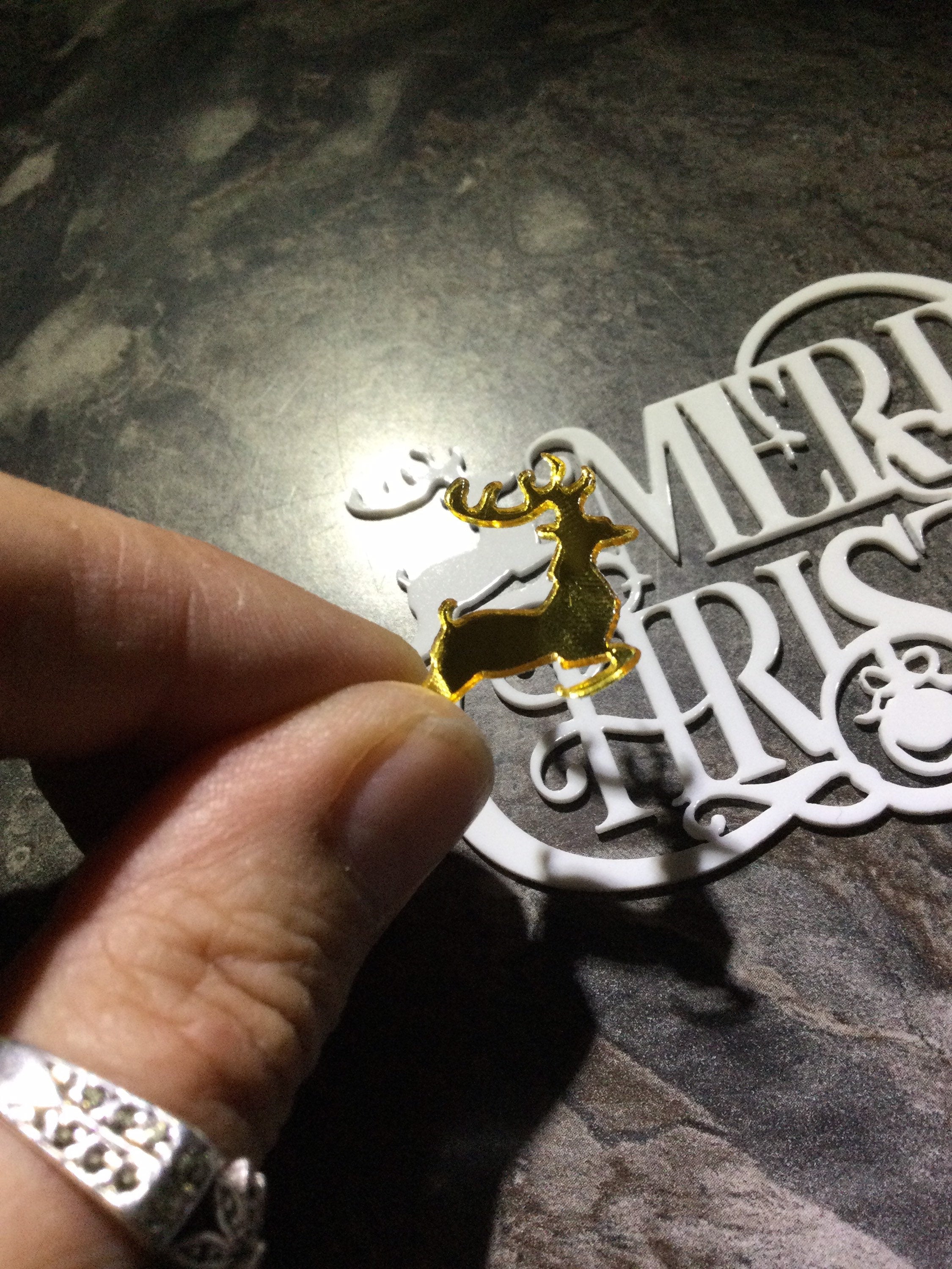 Merry Christmas Cake Topper Nordic Hygge Acrylic white icing cake decorations