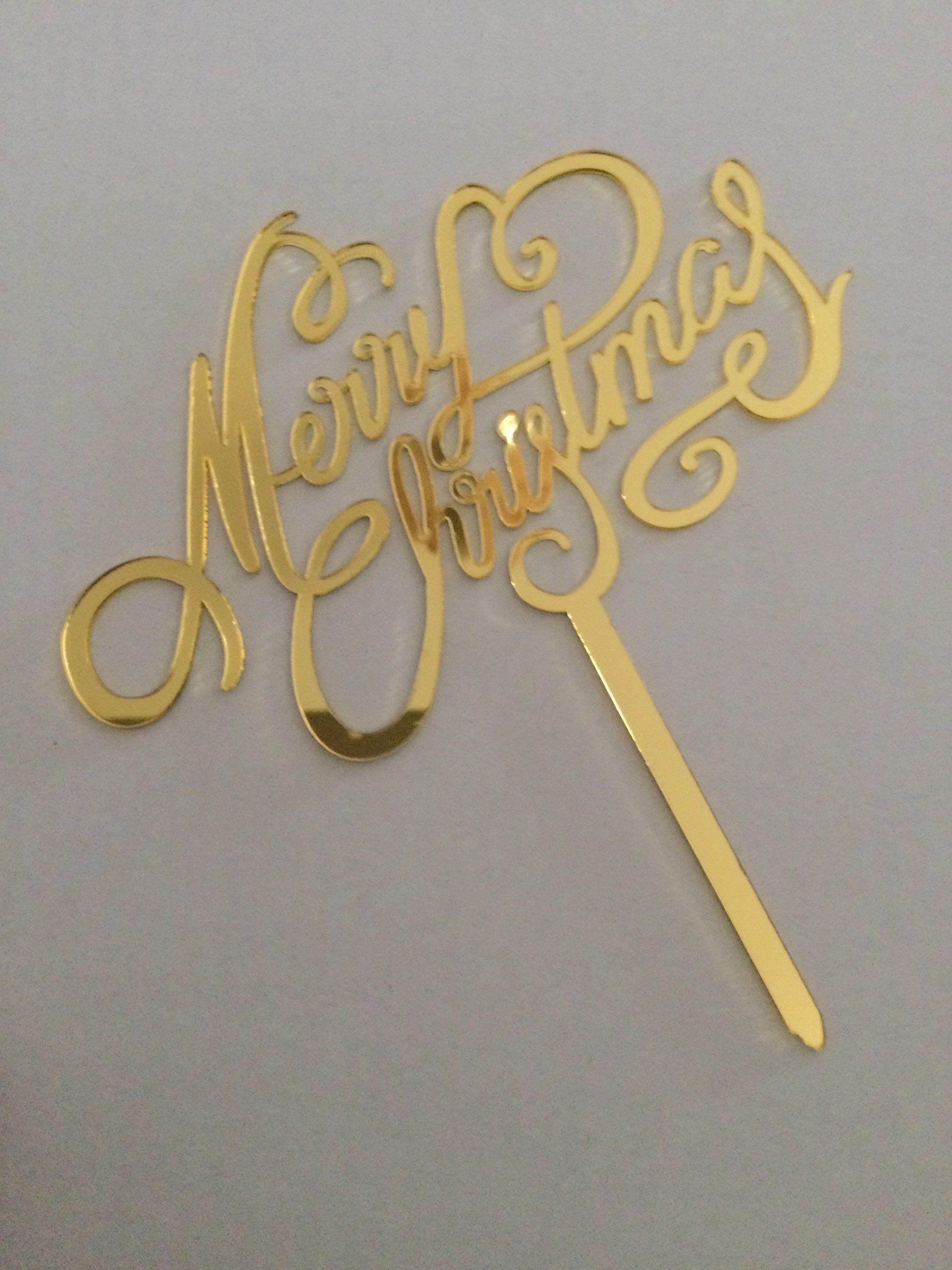 Metallic gold Merry Christmas Cake Topper Acrylic Cake decoration