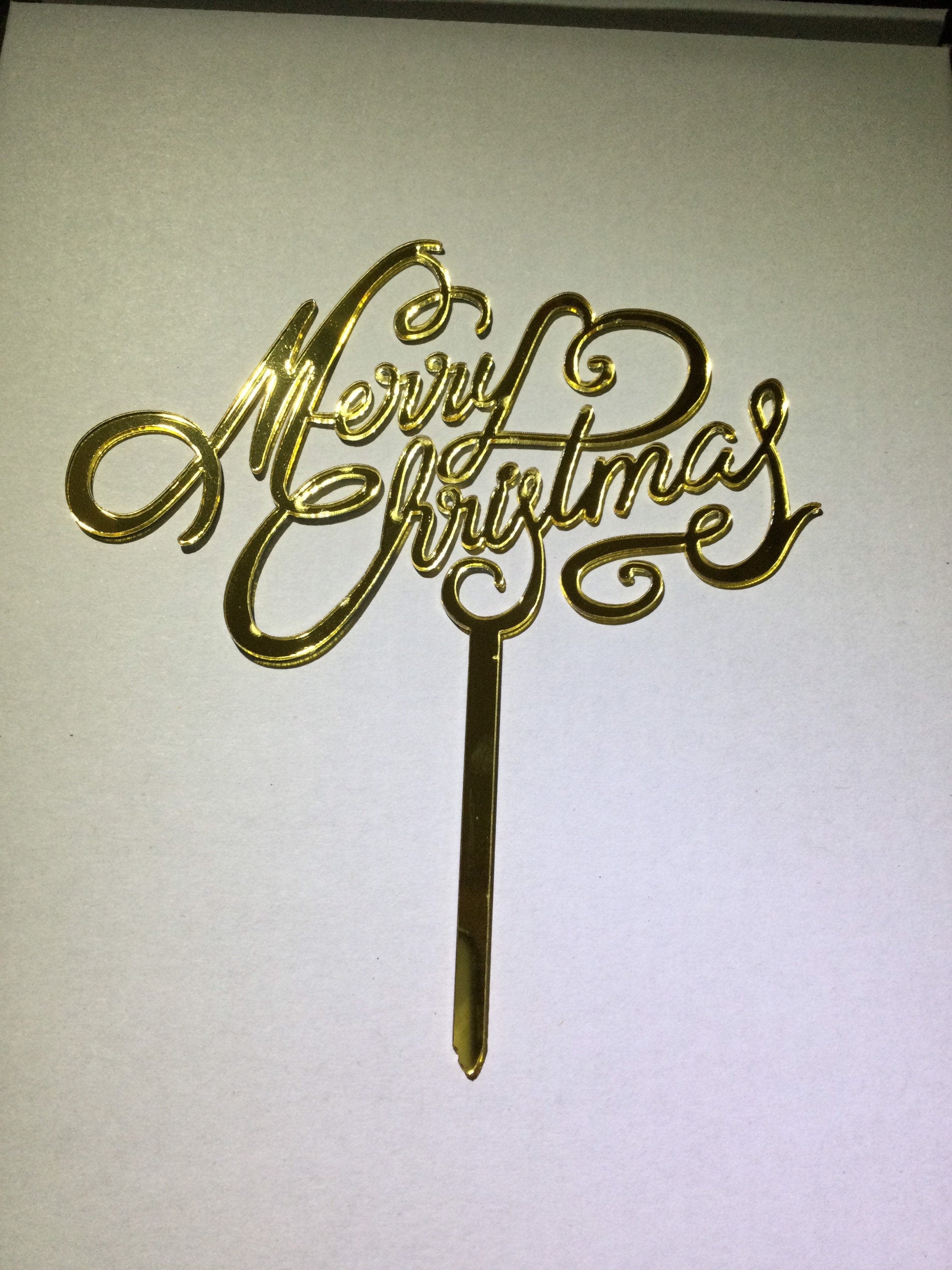 Metallic gold Merry Christmas Cake Topper Acrylic Cake decoration