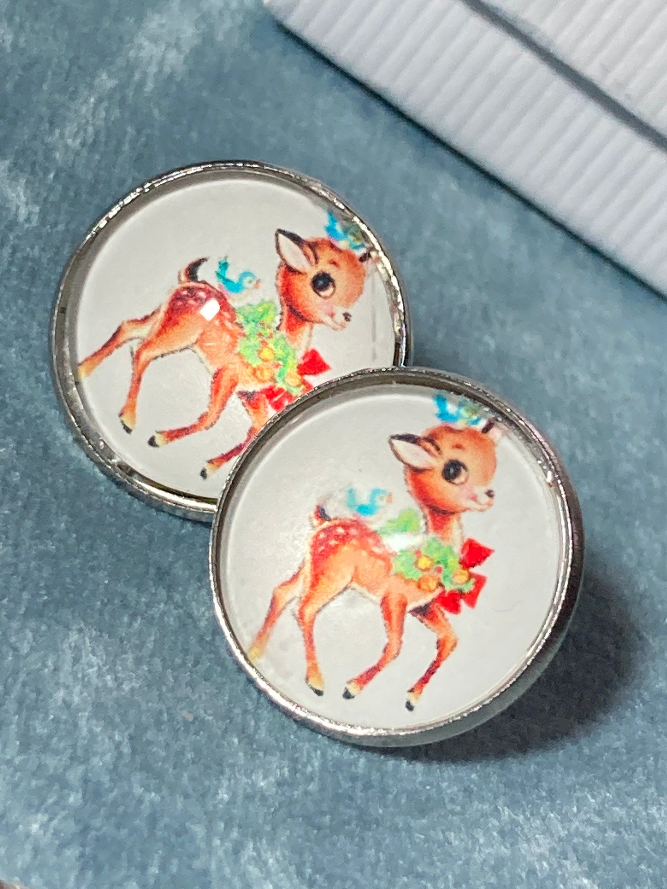 stud earrings stainless steel cute Christmas reindeer earrings stocking filler