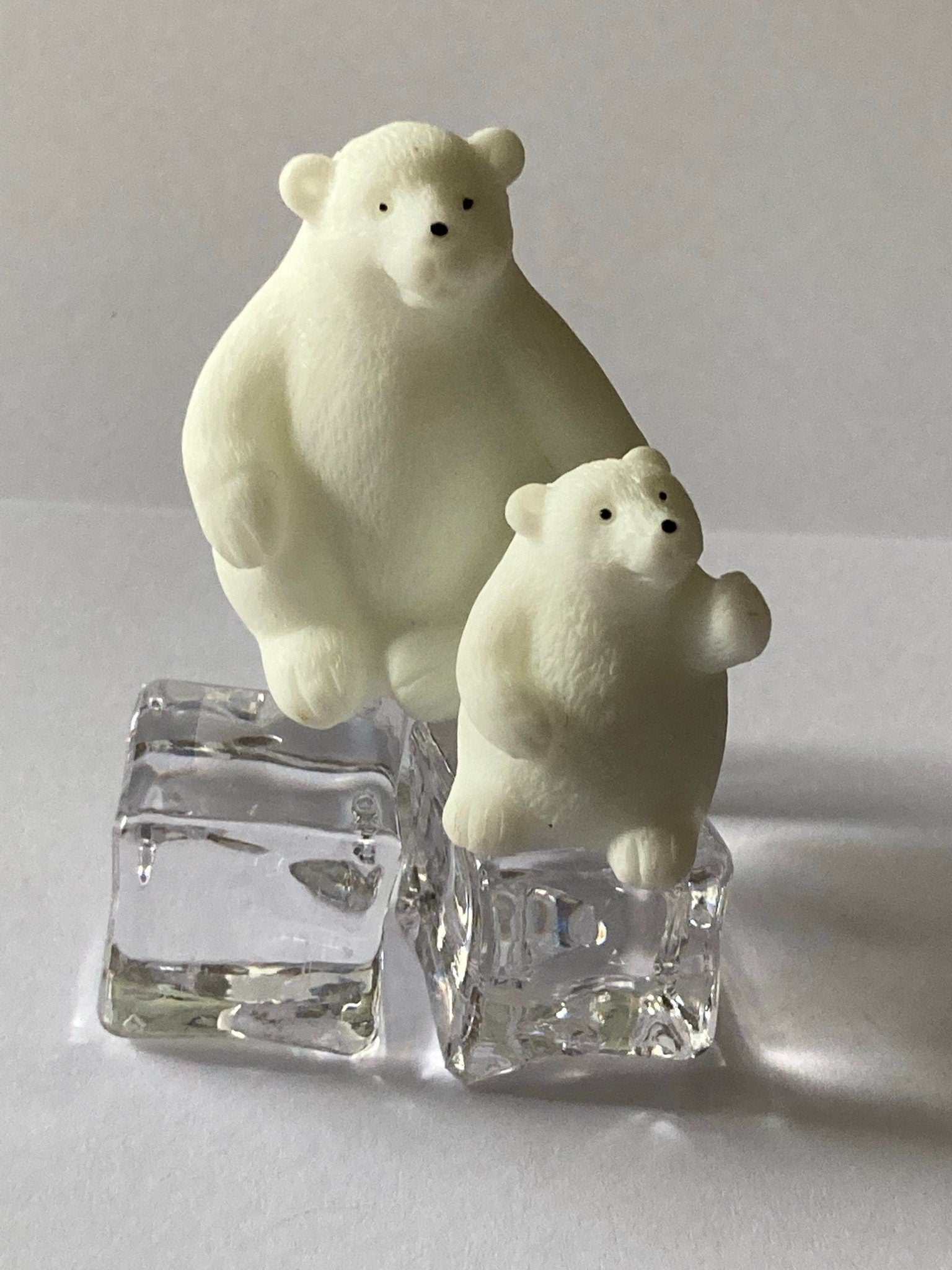 2 miniature mother and baby polar bear topper Christmas cake decoration faux ice sold separately
