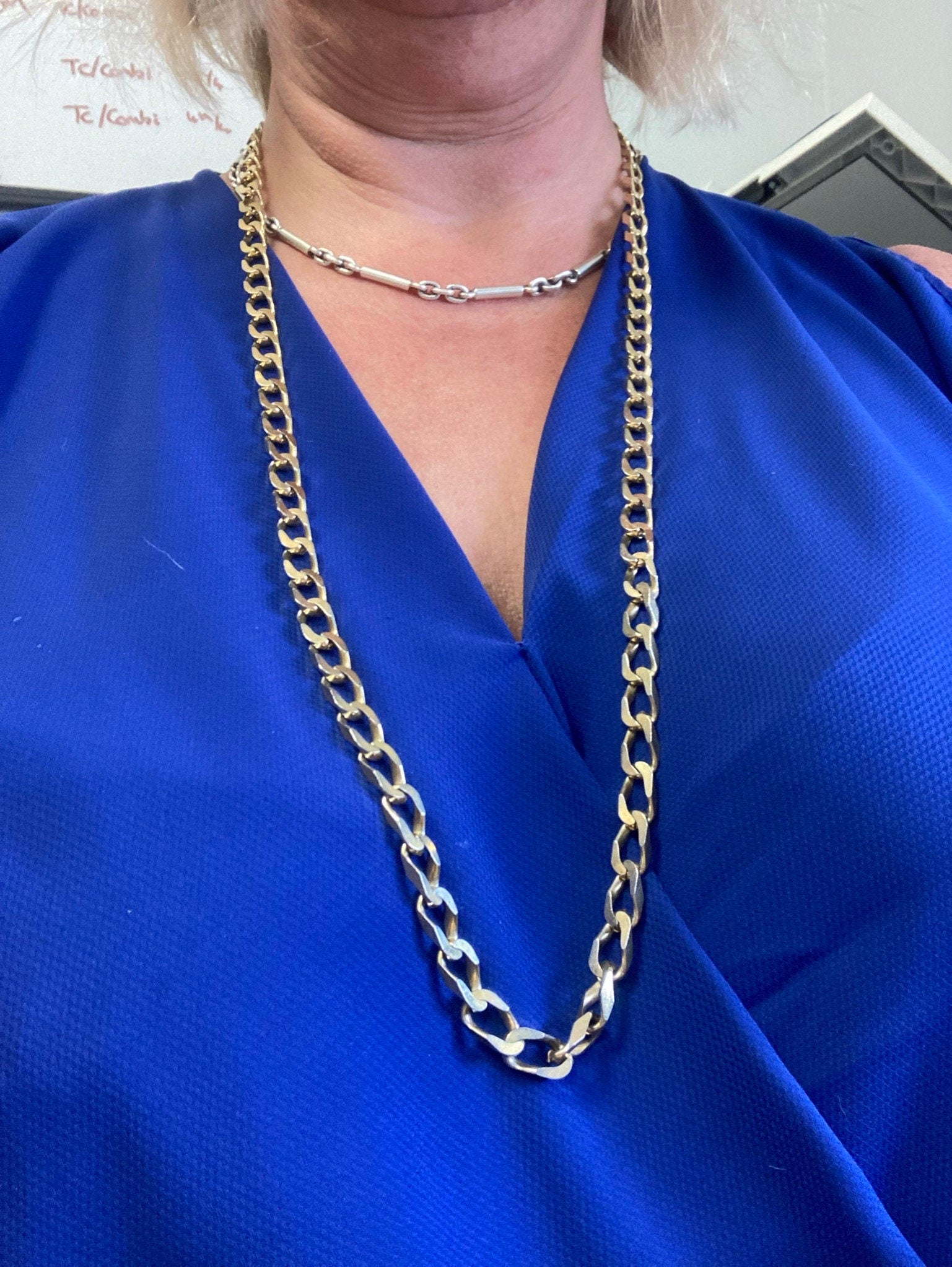 signed GROSSE gold plated heavy curb chain necklace German designer