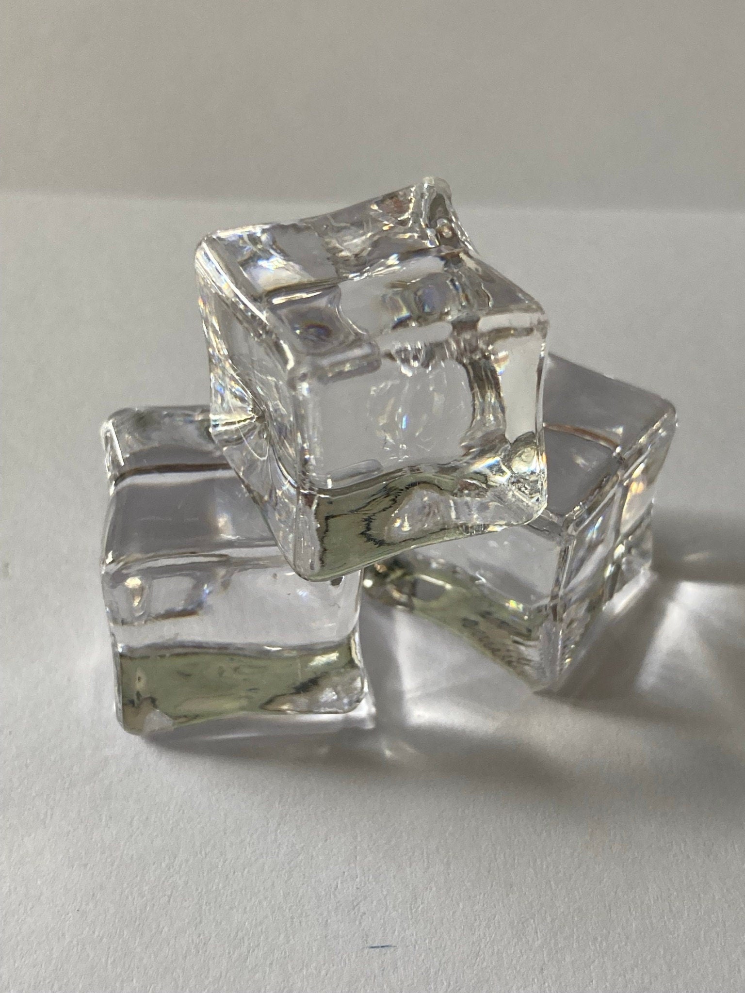 3 pieces of 2cm x 2cm square fake ice cubes glacier faux cake topper decorations