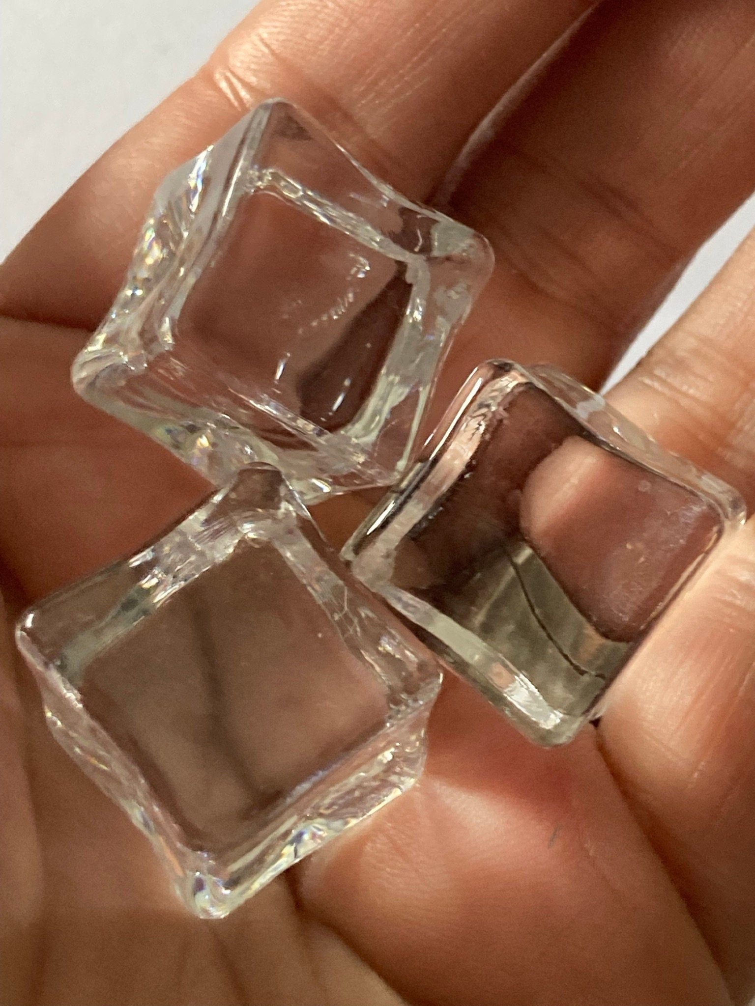 3 pieces of 2cm x 2cm square fake ice cubes glacier faux cake topper decorations