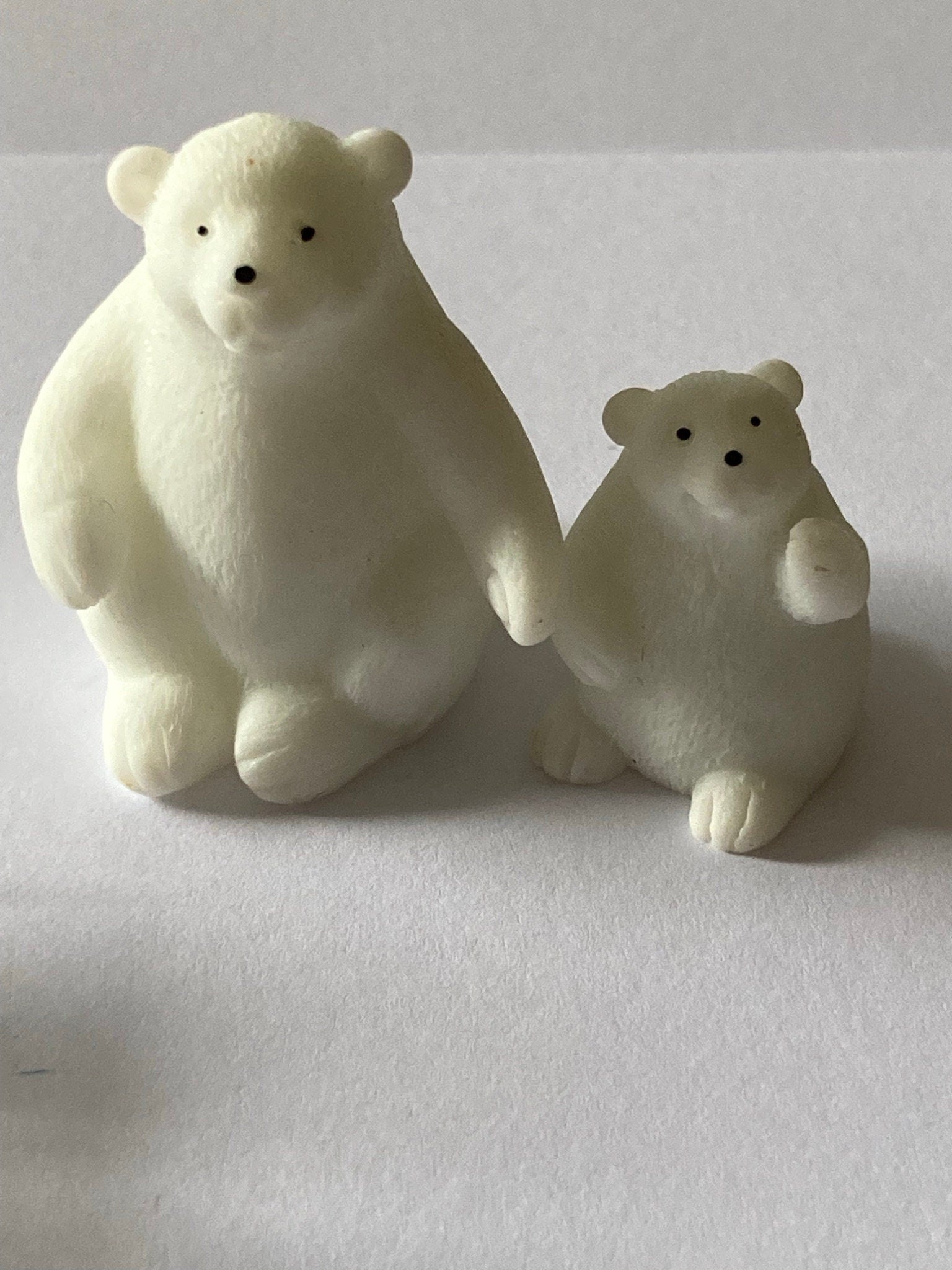 2 miniature mother and baby polar bear topper Christmas cake decoration faux ice sold separately