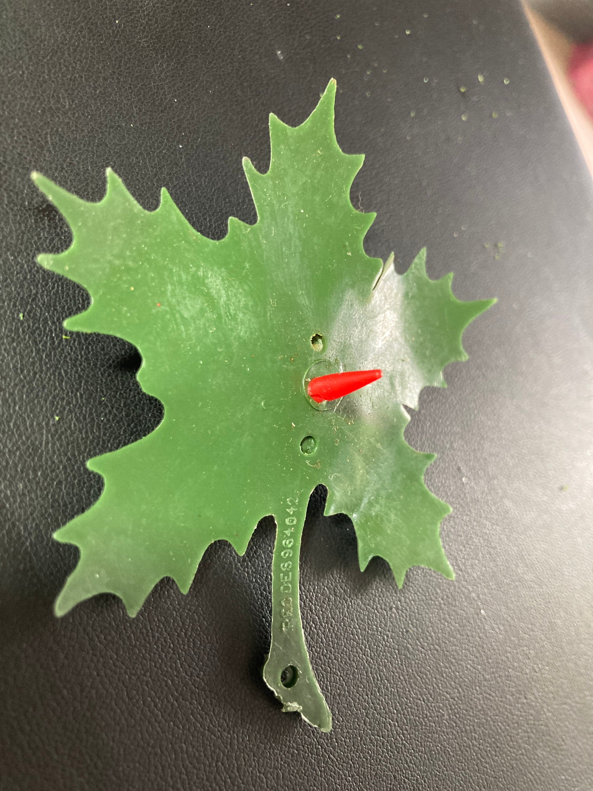 green large 8cm sprig of HOLLY LEAVES BERRIES plastic cake topper decoration