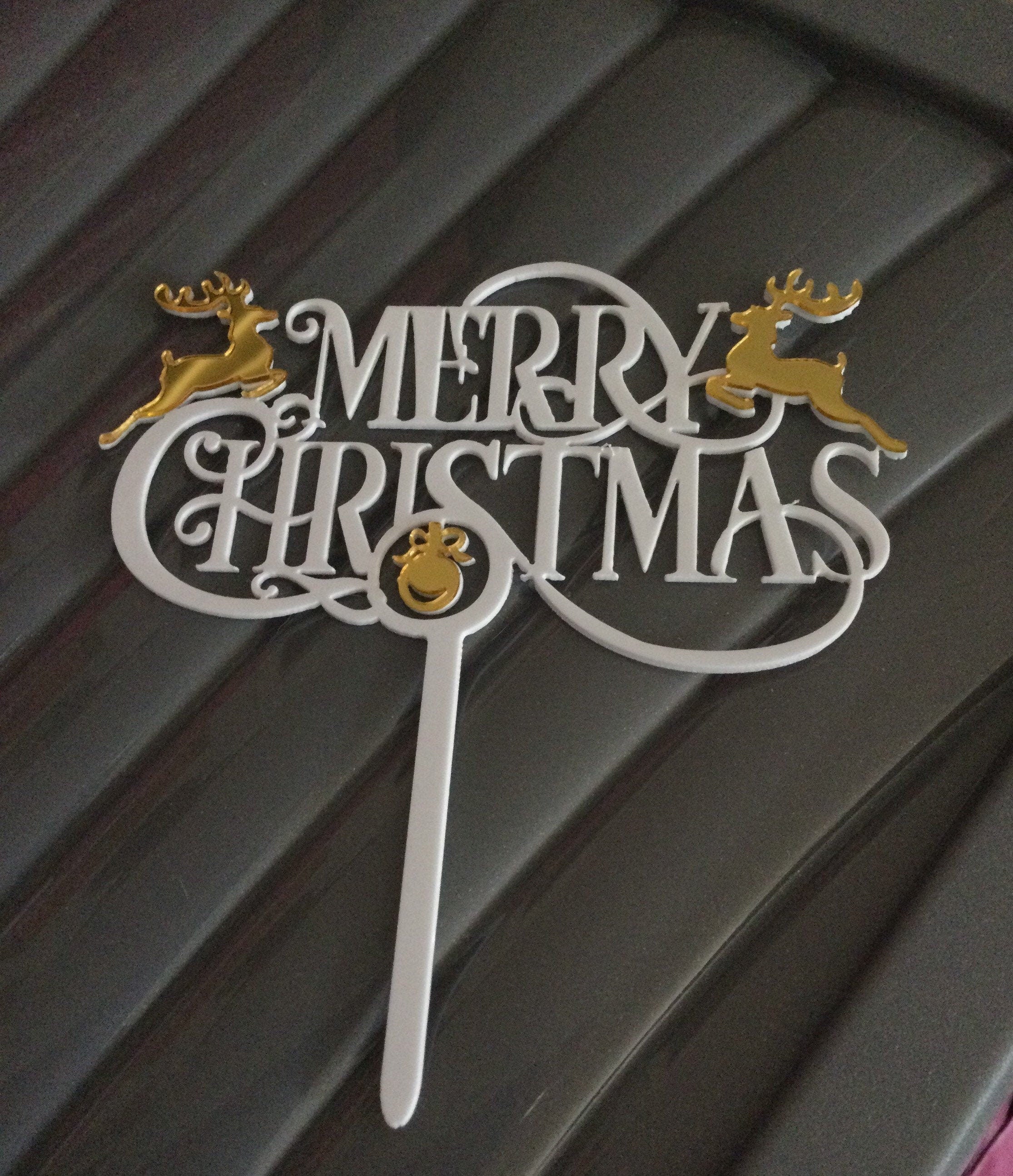 Merry Christmas Cake Topper Nordic Hygge Acrylic white icing cake decorations