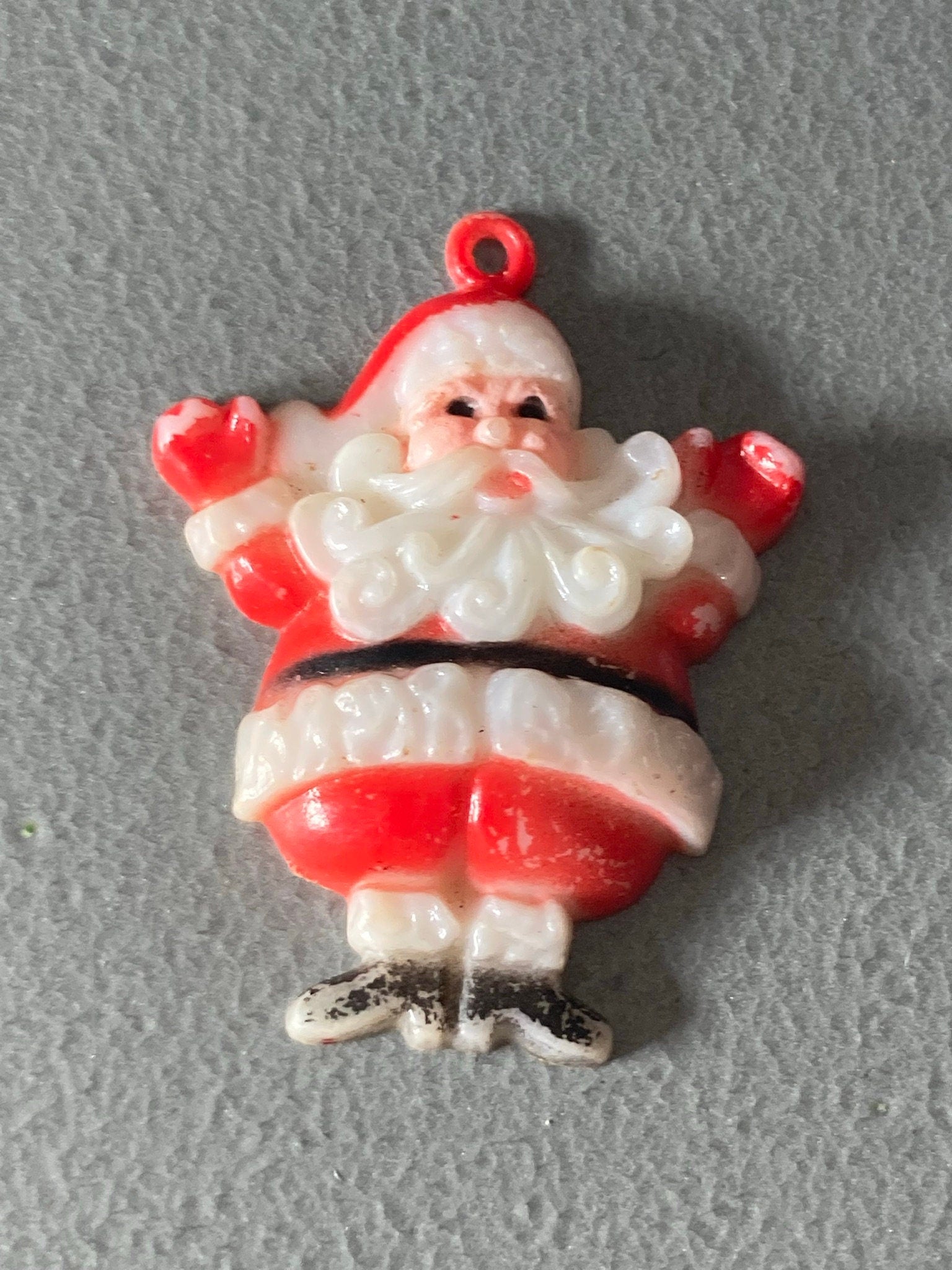Vintage Santa Claus Father Christmas plastic Cake topper decoration Flat back