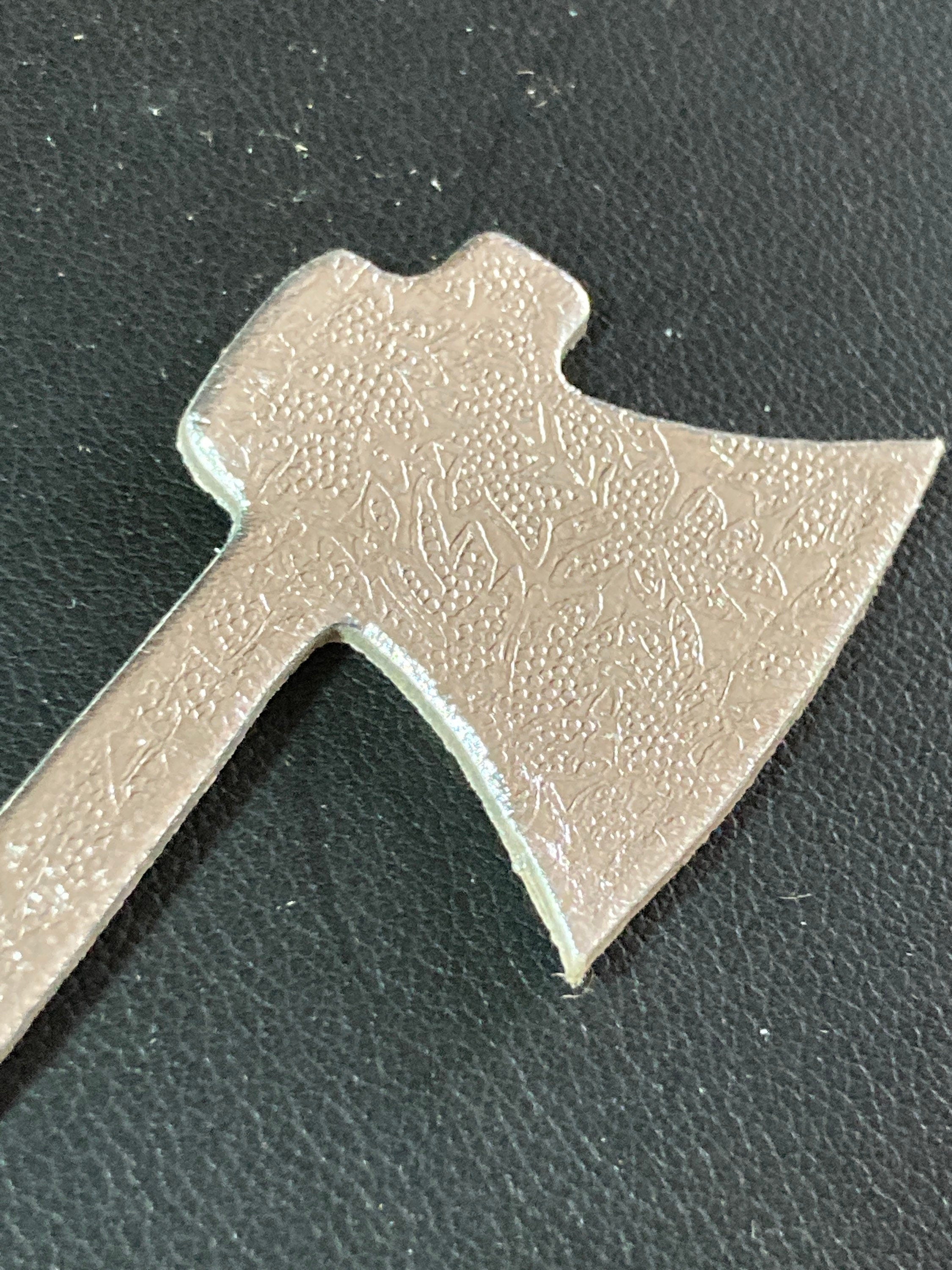 Vintage miniature Silver cardboard AXE for chocolate Yule log Christmas cake topper