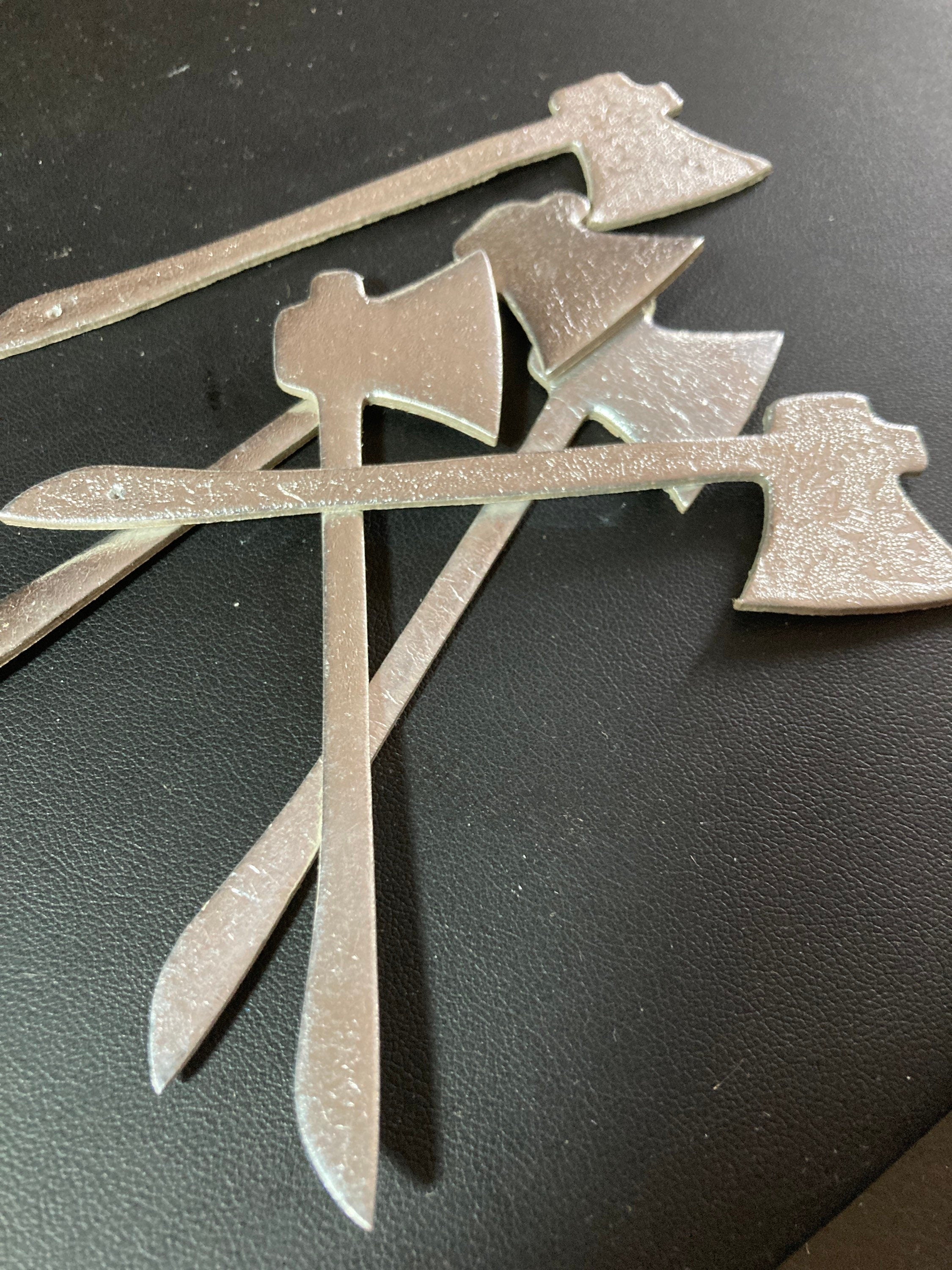 Vintage miniature Silver cardboard AXE for chocolate Yule log Christmas cake topper