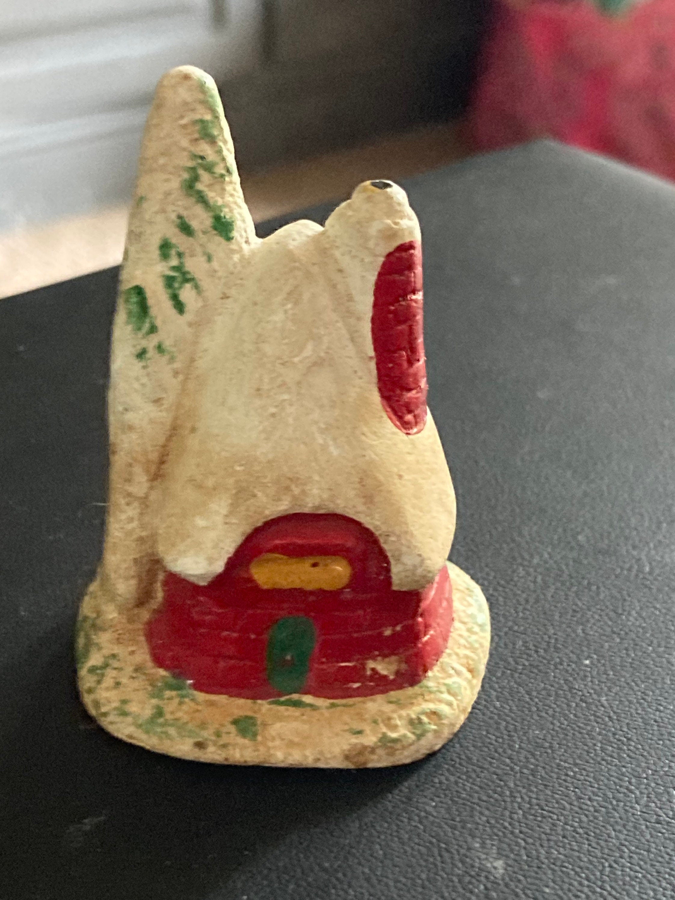 Antique bisque PLASTER large winter chalet cottage lodge house Father Christmas Xmas Cake topper