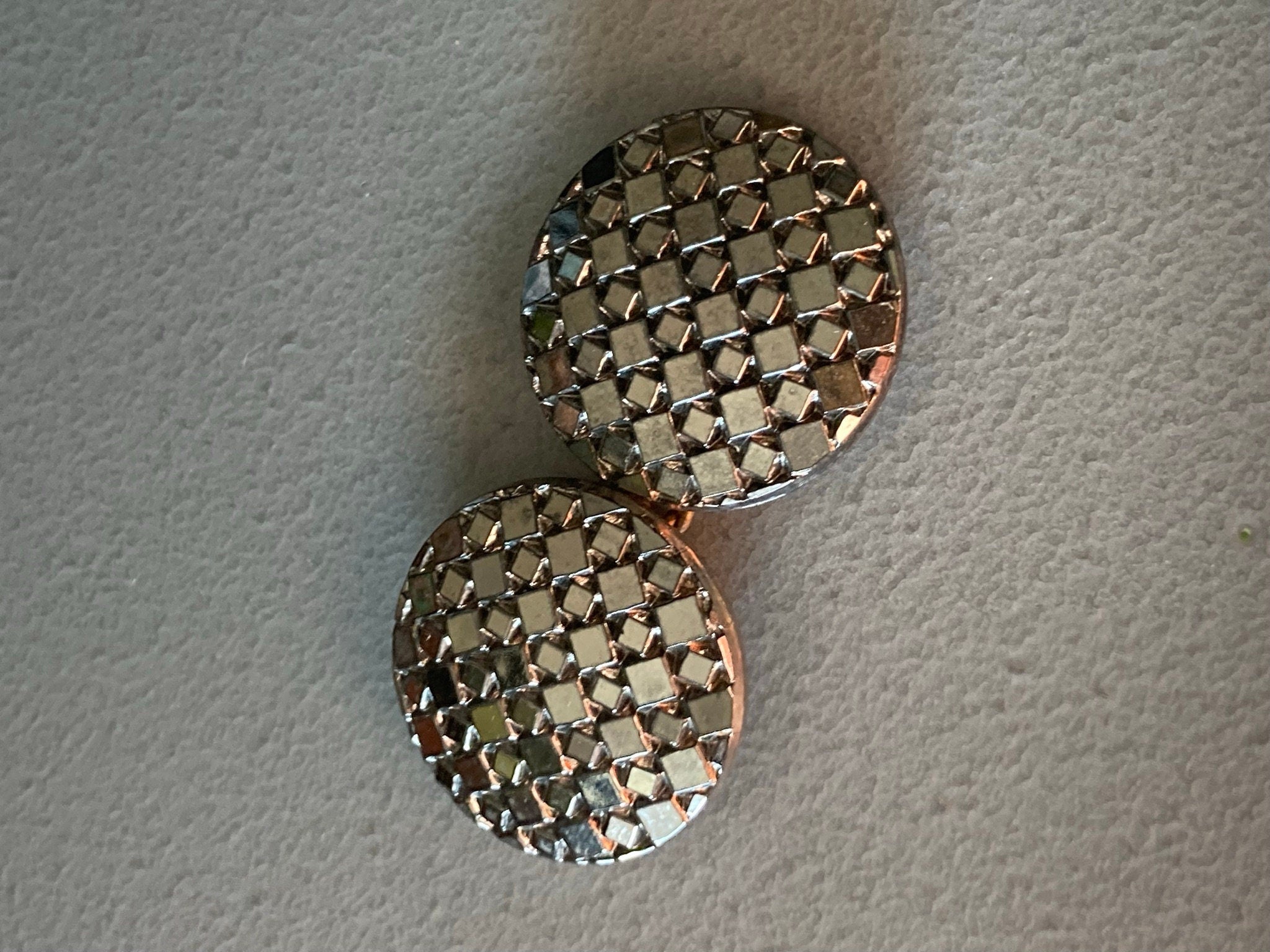 Vintage polished glass finish sparkly silver tone two part Belt Buckle