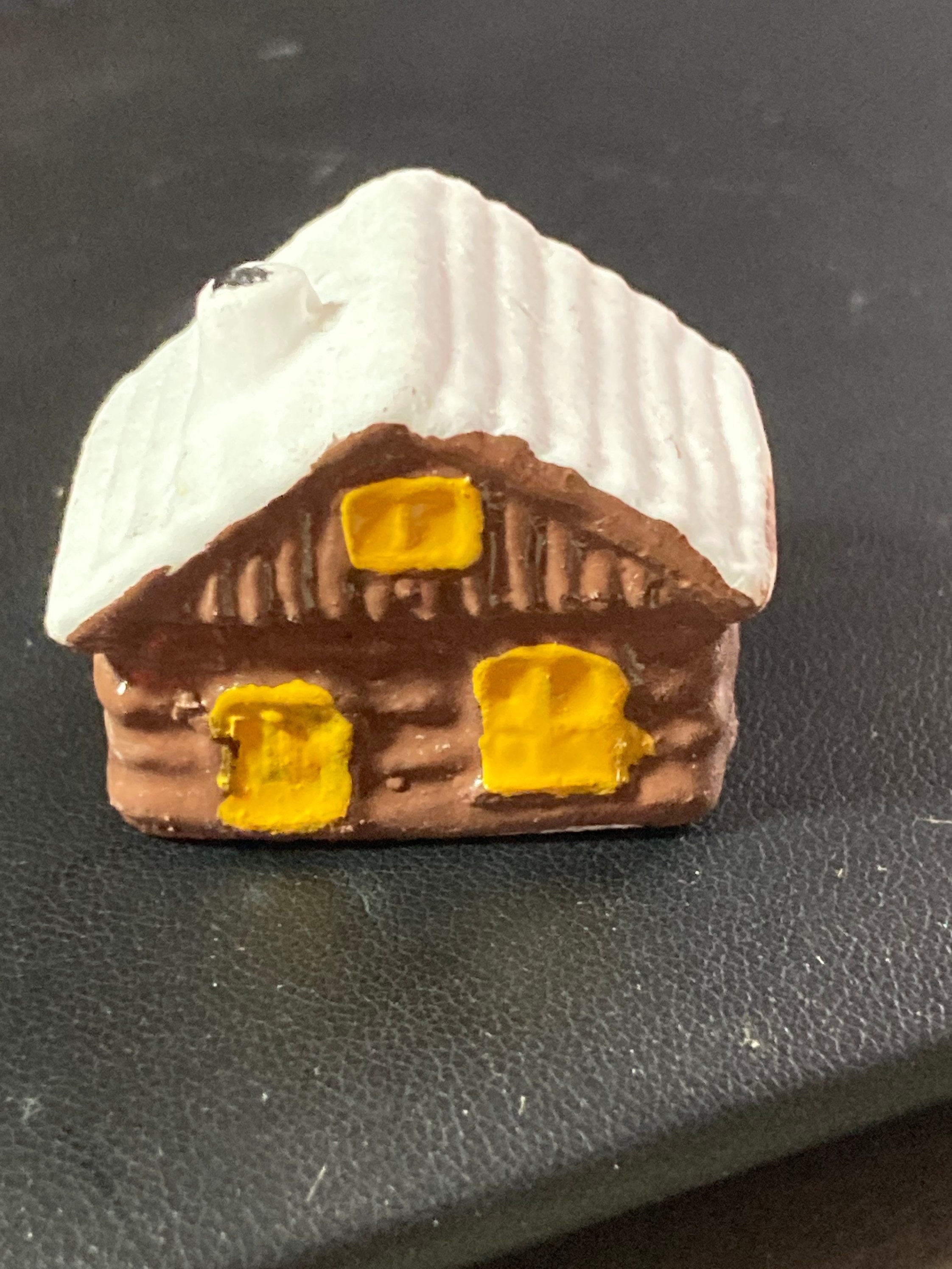 miniature cottage house cake topper decoration, plaster ceramic scenery