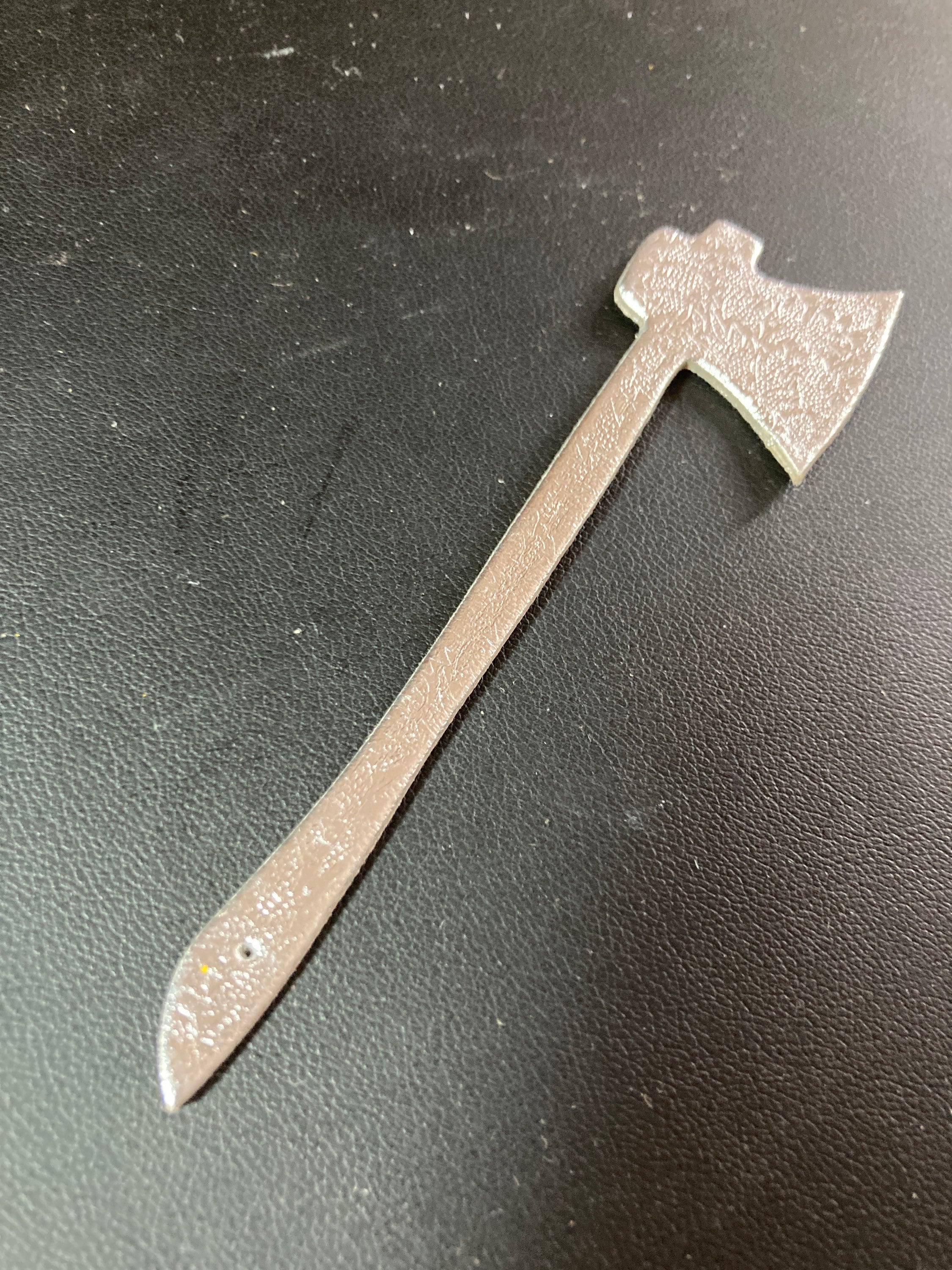 Vintage miniature Silver cardboard AXE for chocolate Yule log Christmas cake topper
