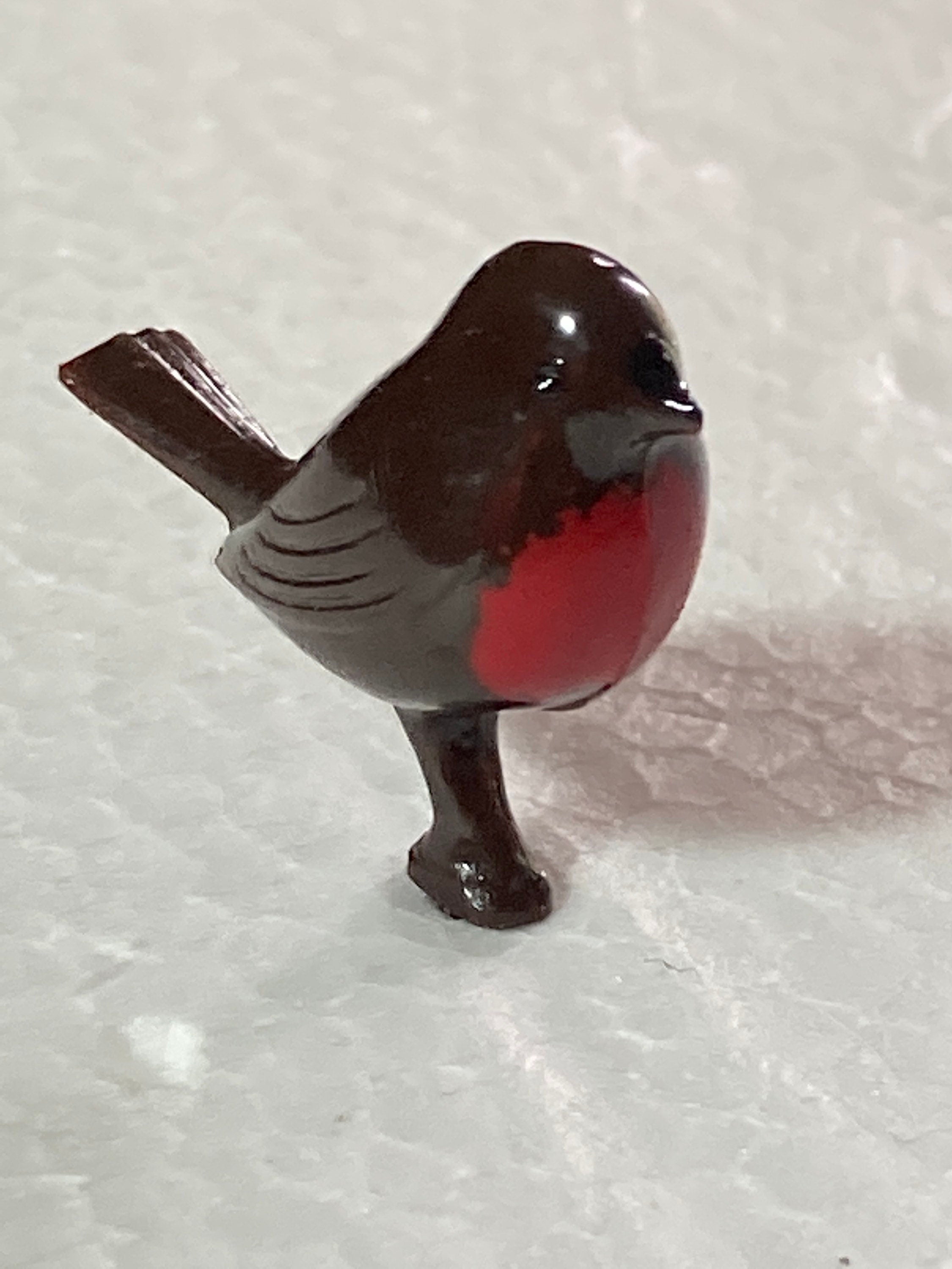 1 x dark brown Vintage festive brown robin redbreast Christmas cake topper decoration for yule log