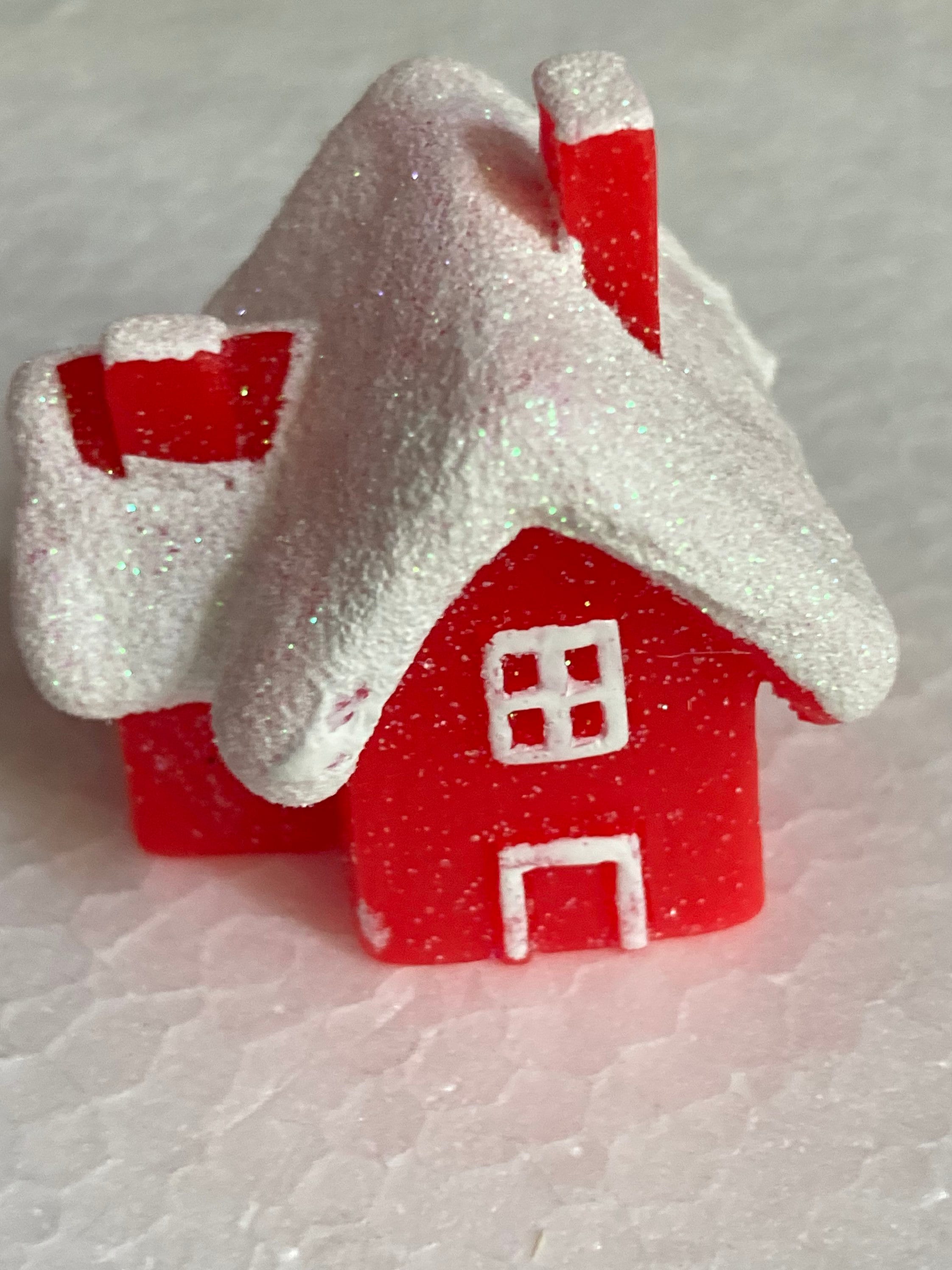 1 x miniature plastic red chalet house Christmas cake topper cake decoration