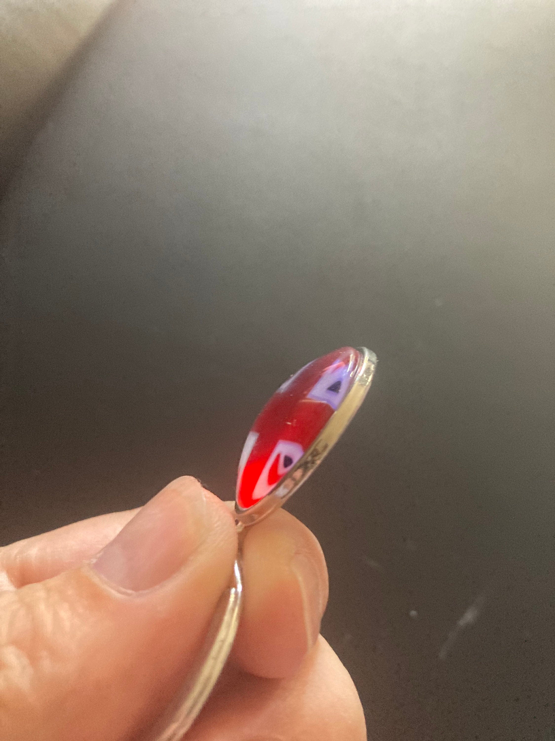 Union Jack keyring with 25mm glass cabochon British UK silver tone