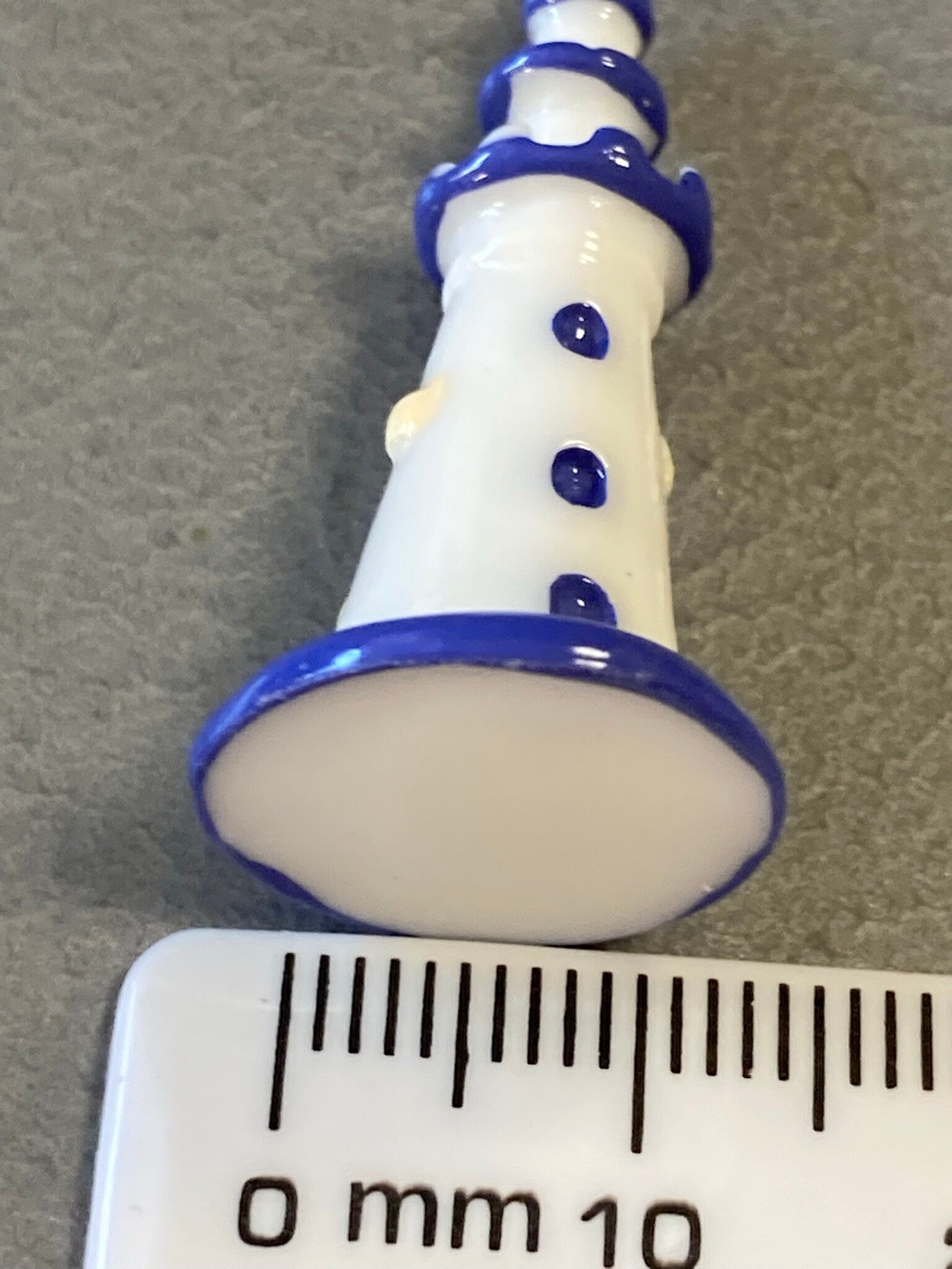 3.5cm miniature blue white LIGHTHOUSE seaside cake topper decoration craft plastic