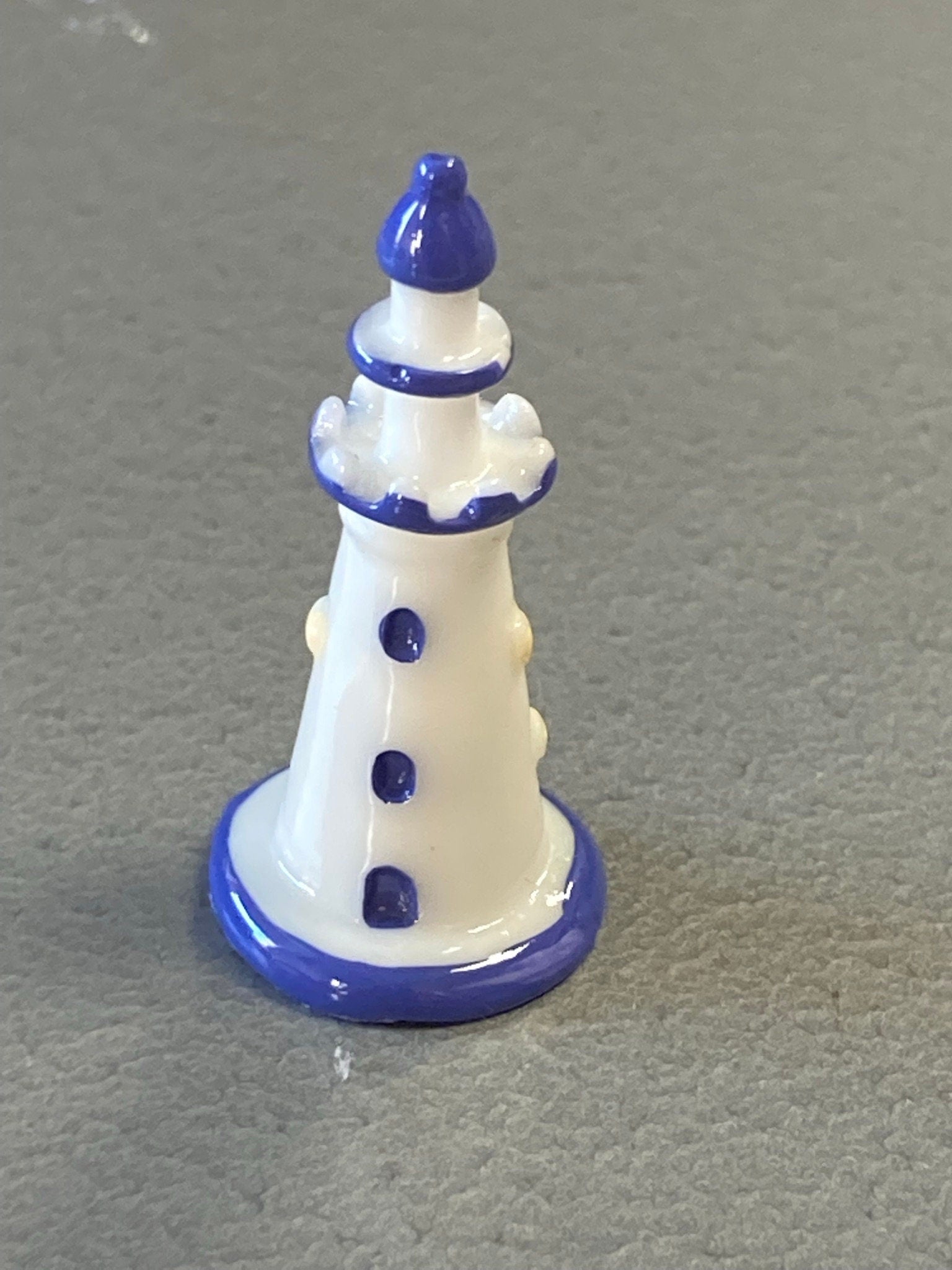 3.5cm miniature blue white LIGHTHOUSE seaside cake topper decoration craft plastic