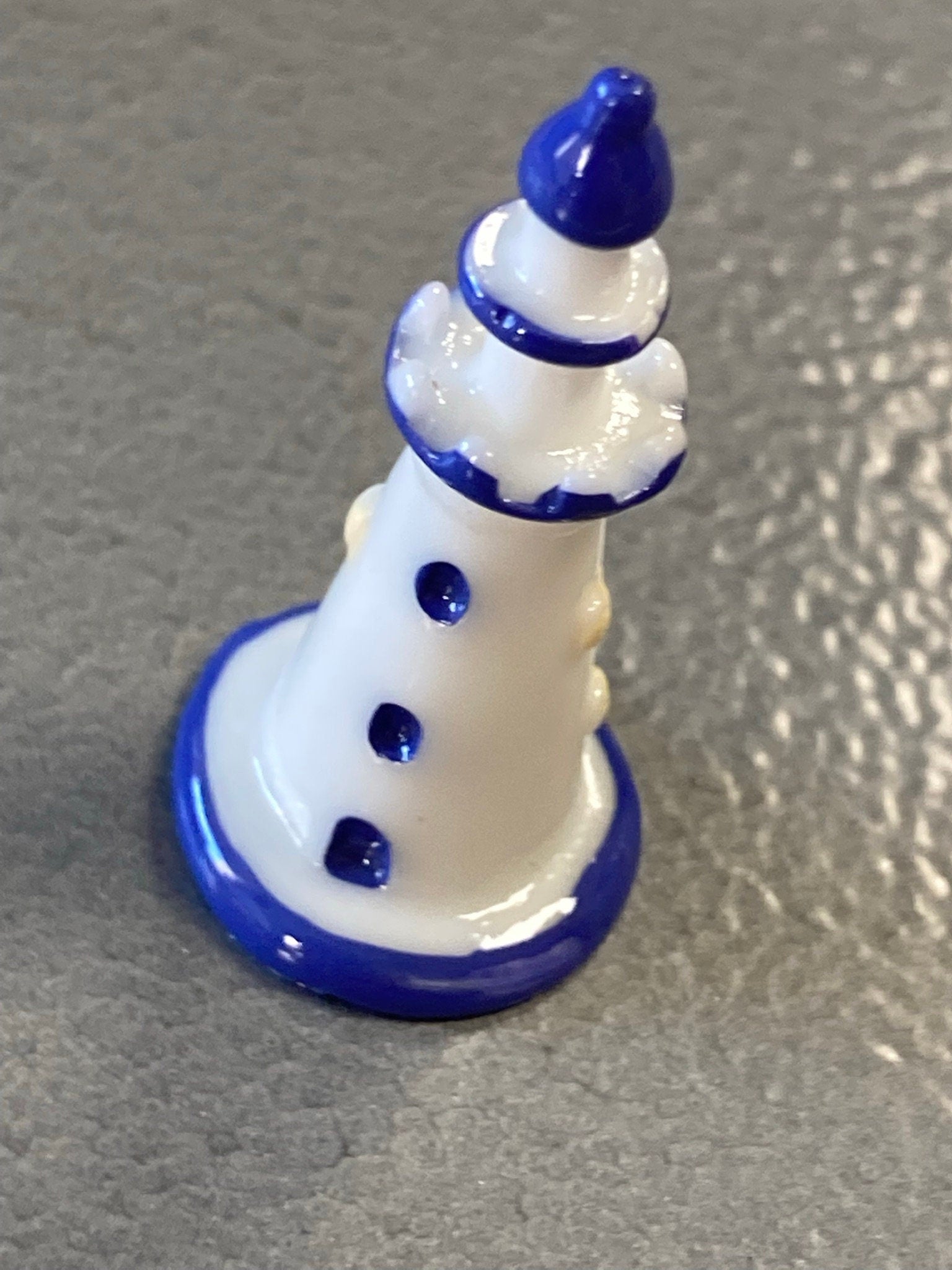 3.5cm miniature blue white LIGHTHOUSE seaside cake topper decoration craft plastic