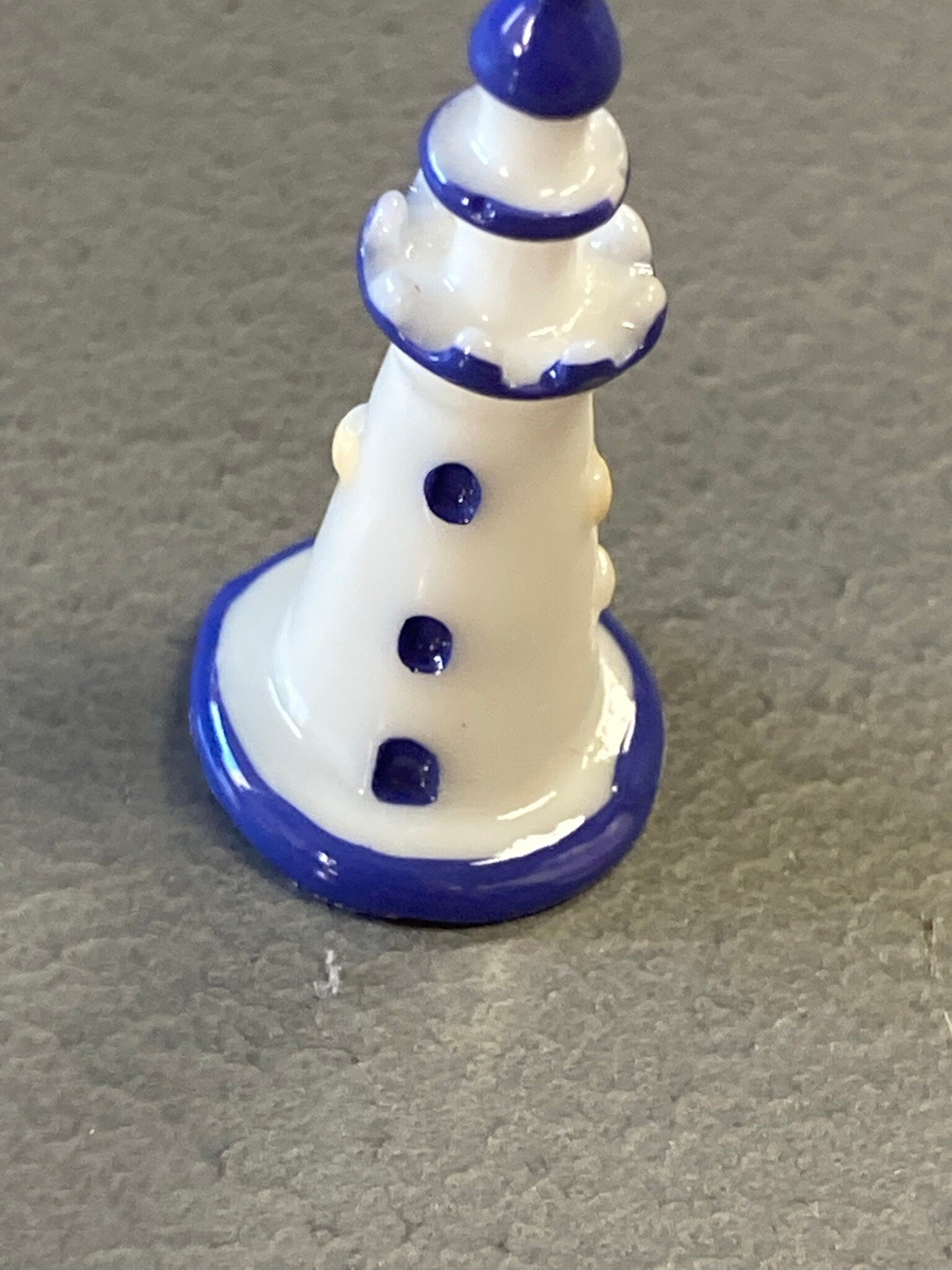 3.5cm miniature blue white LIGHTHOUSE seaside cake topper decoration craft plastic