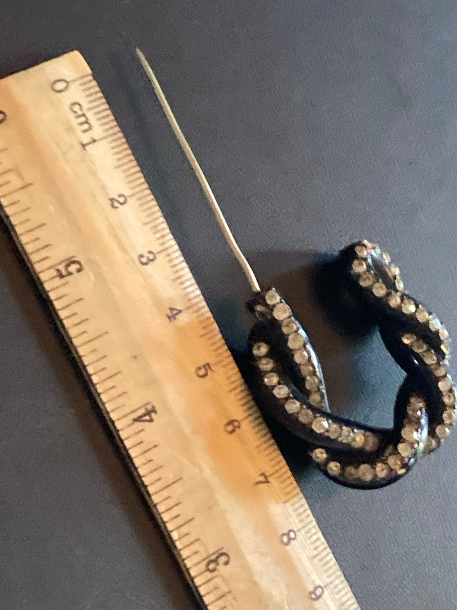 hat flash True Art Deco diamanté paste set black bakelite hairpin 1920s