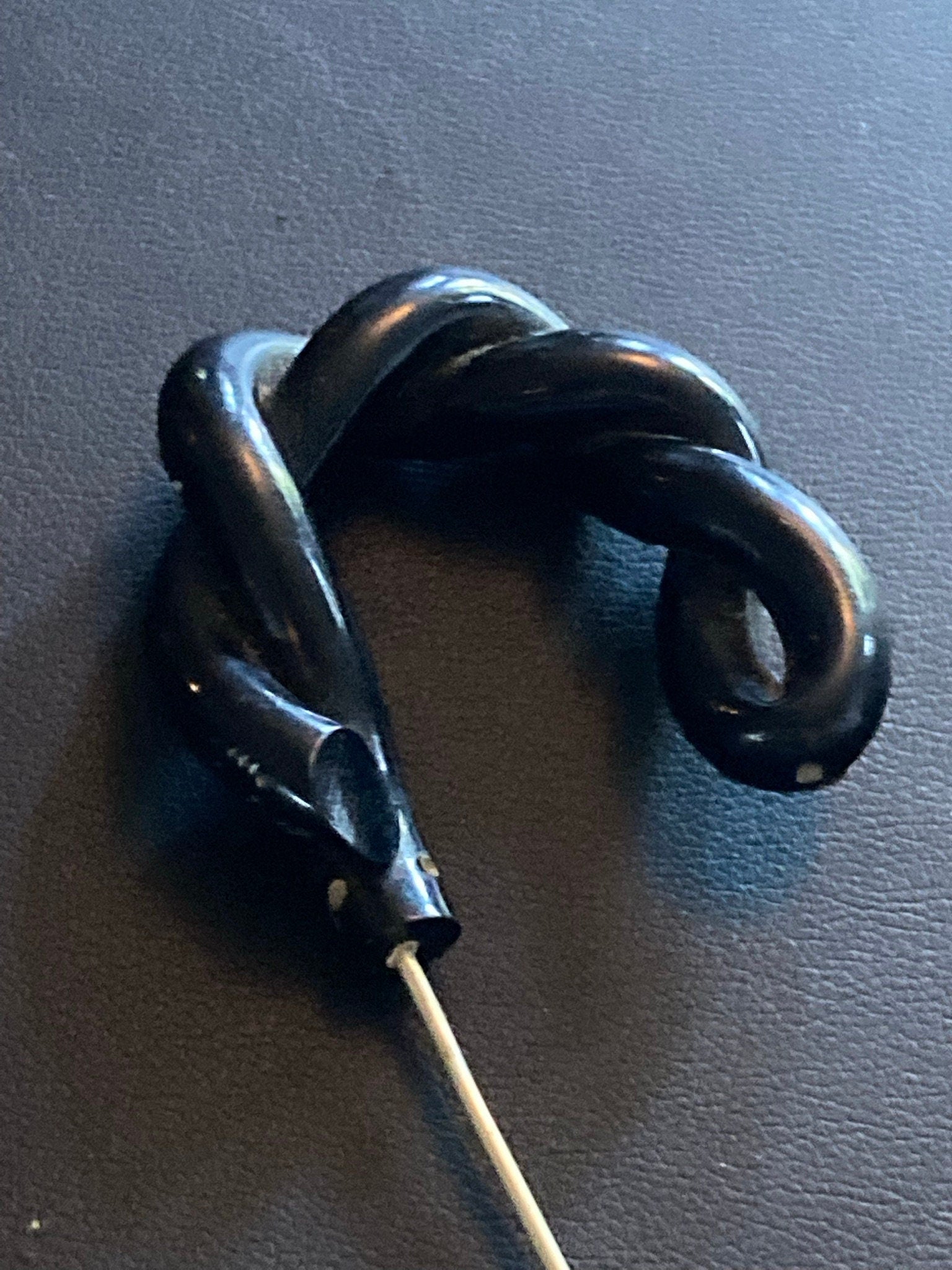 hat flash True Art Deco diamanté paste set black bakelite hairpin 1920s