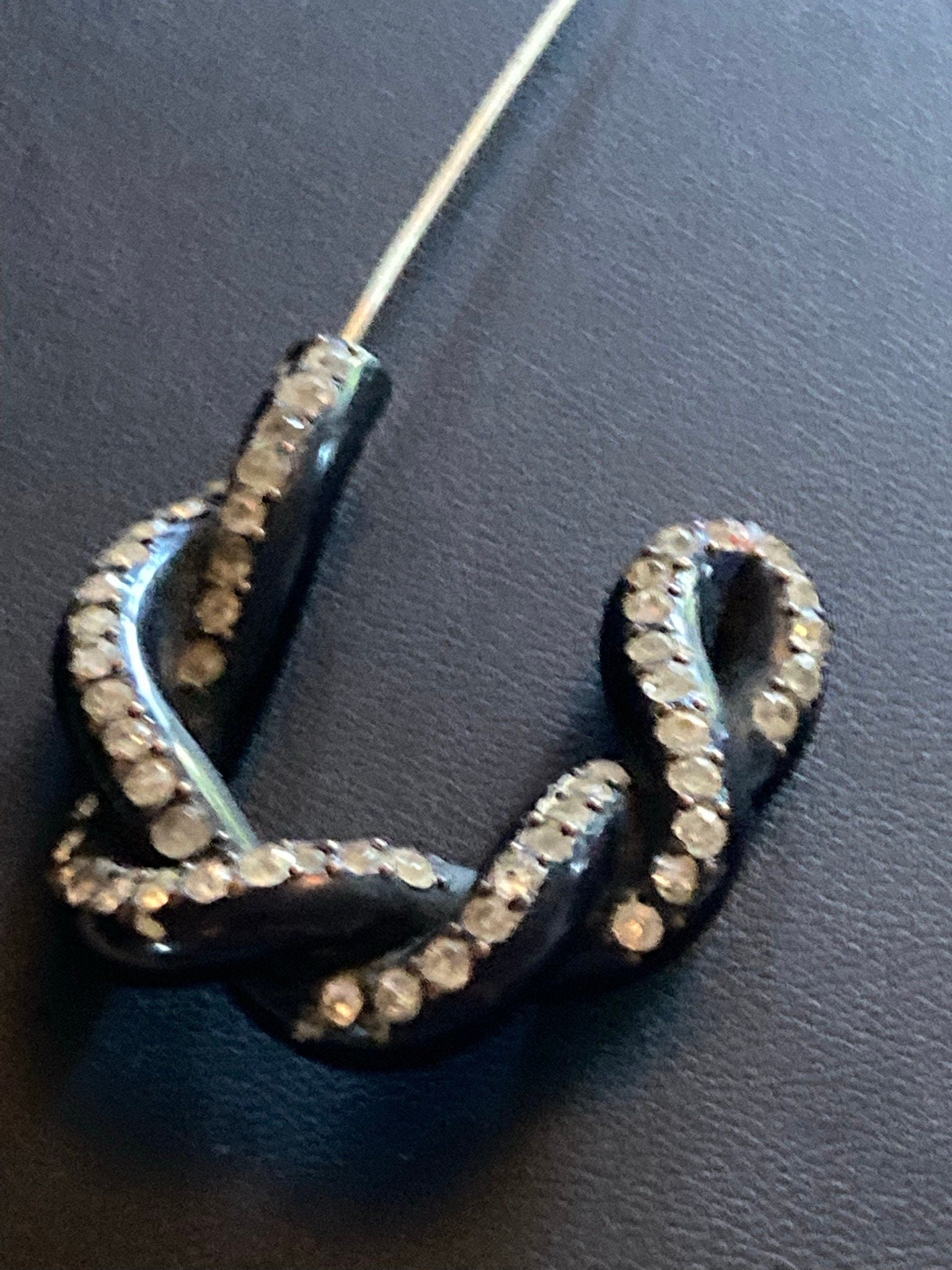 hat flash True Art Deco diamanté paste set black bakelite hairpin 1920s