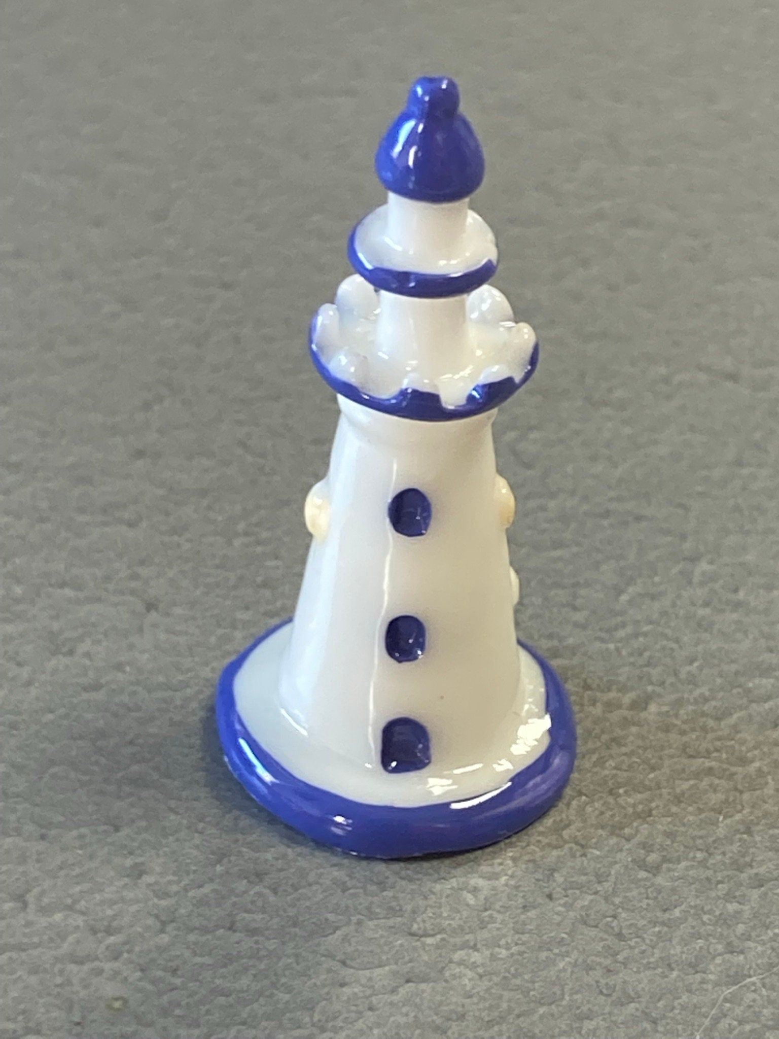 3.5cm miniature blue white LIGHTHOUSE seaside cake topper decoration craft plastic