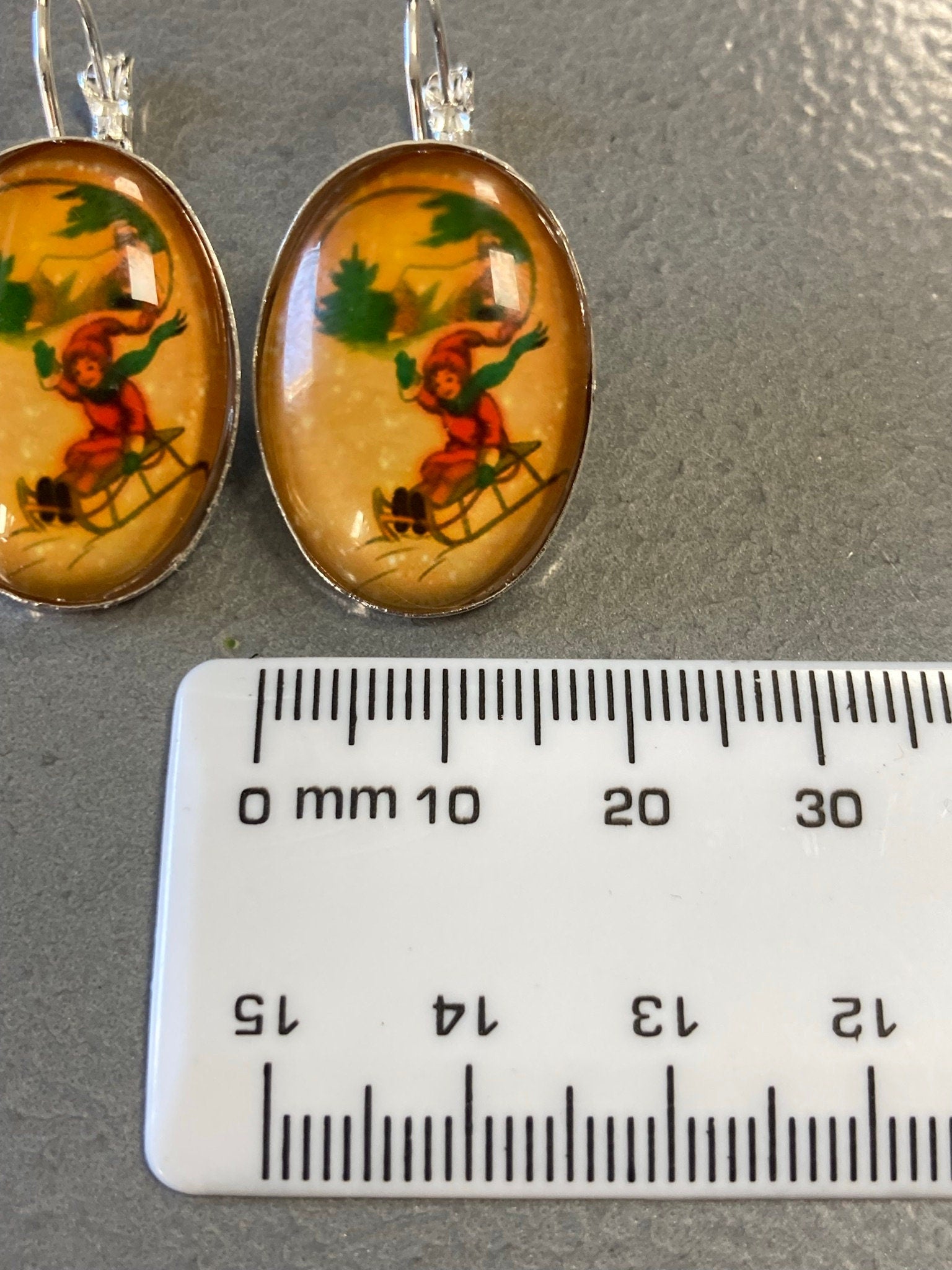children on sledges pierced drop earrings ear wires
