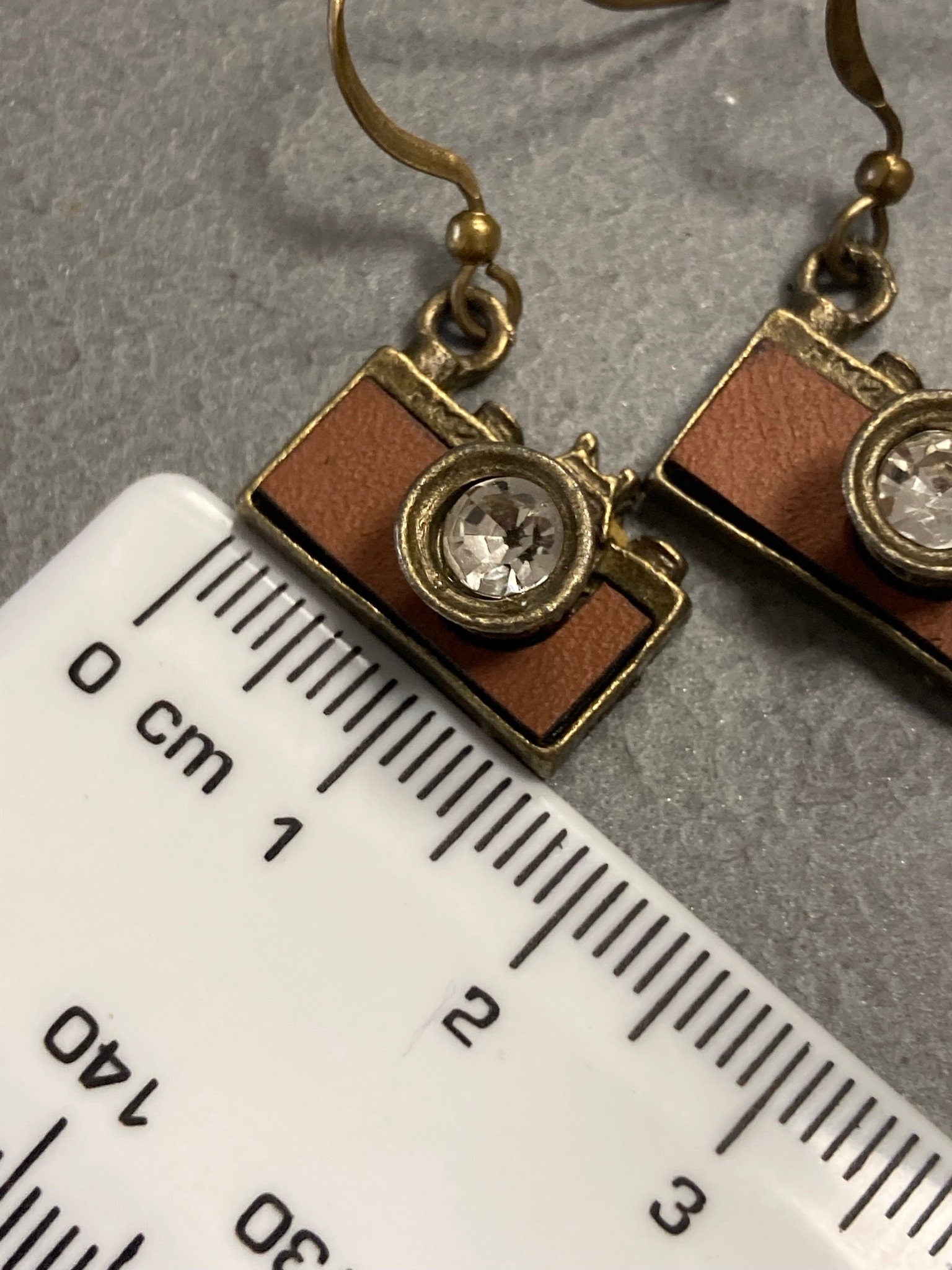 Vintage diamanté small drop camera earrings