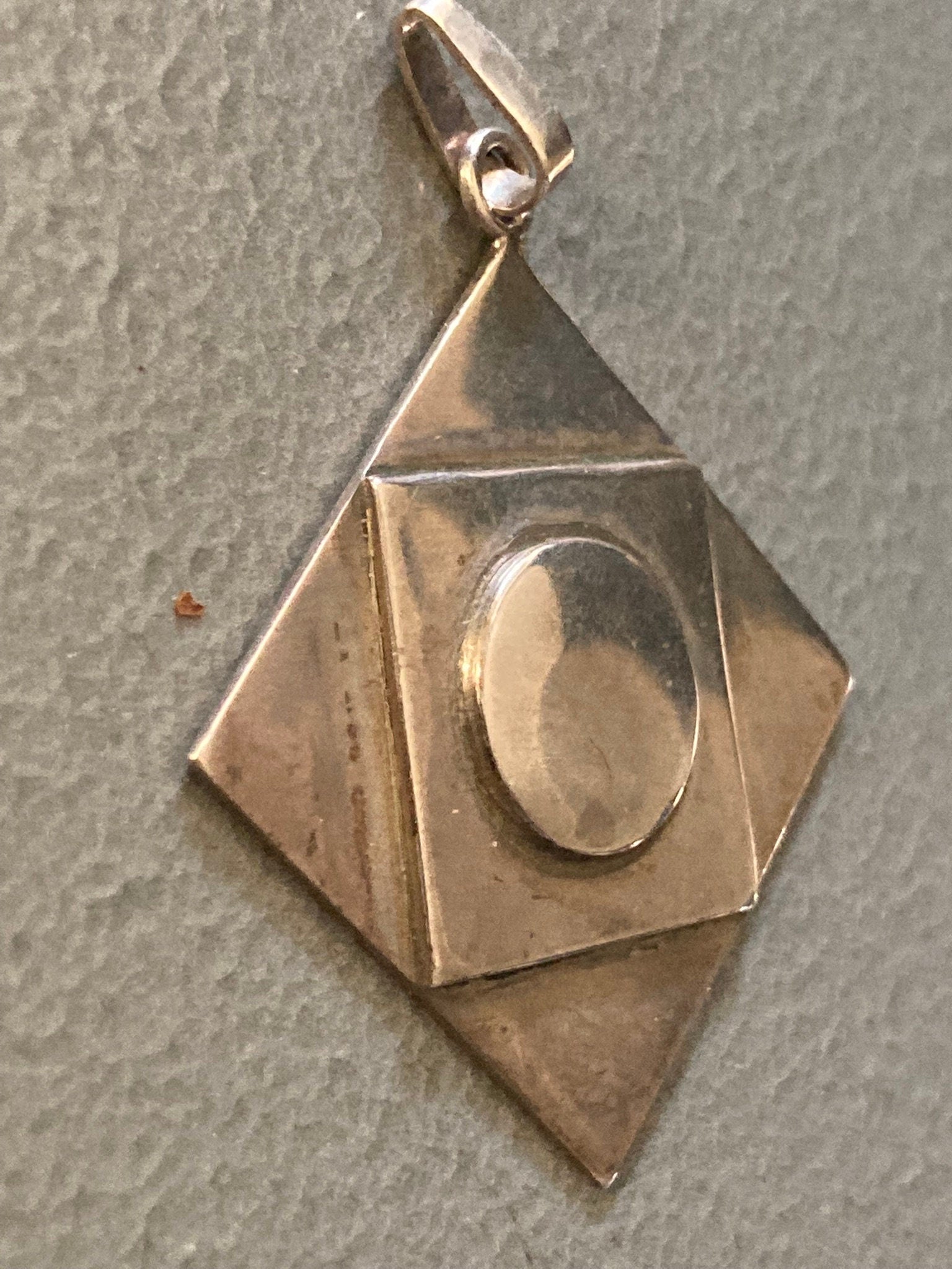 Hallmarked 1970s Vintage 925 sterling silver modernist pendant London 1976