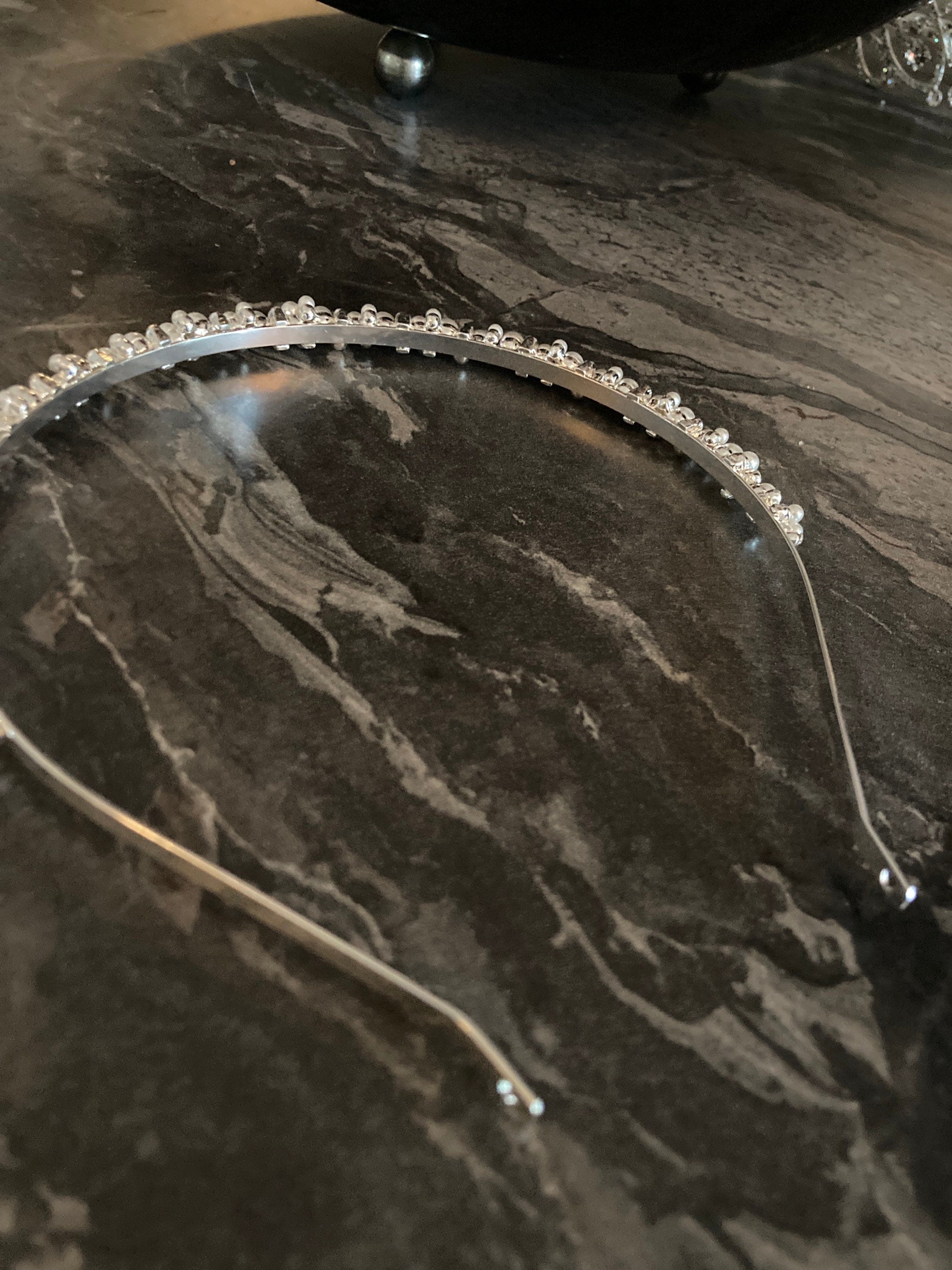 silver tone diamanté tiara clear crystal rhinestones wedding