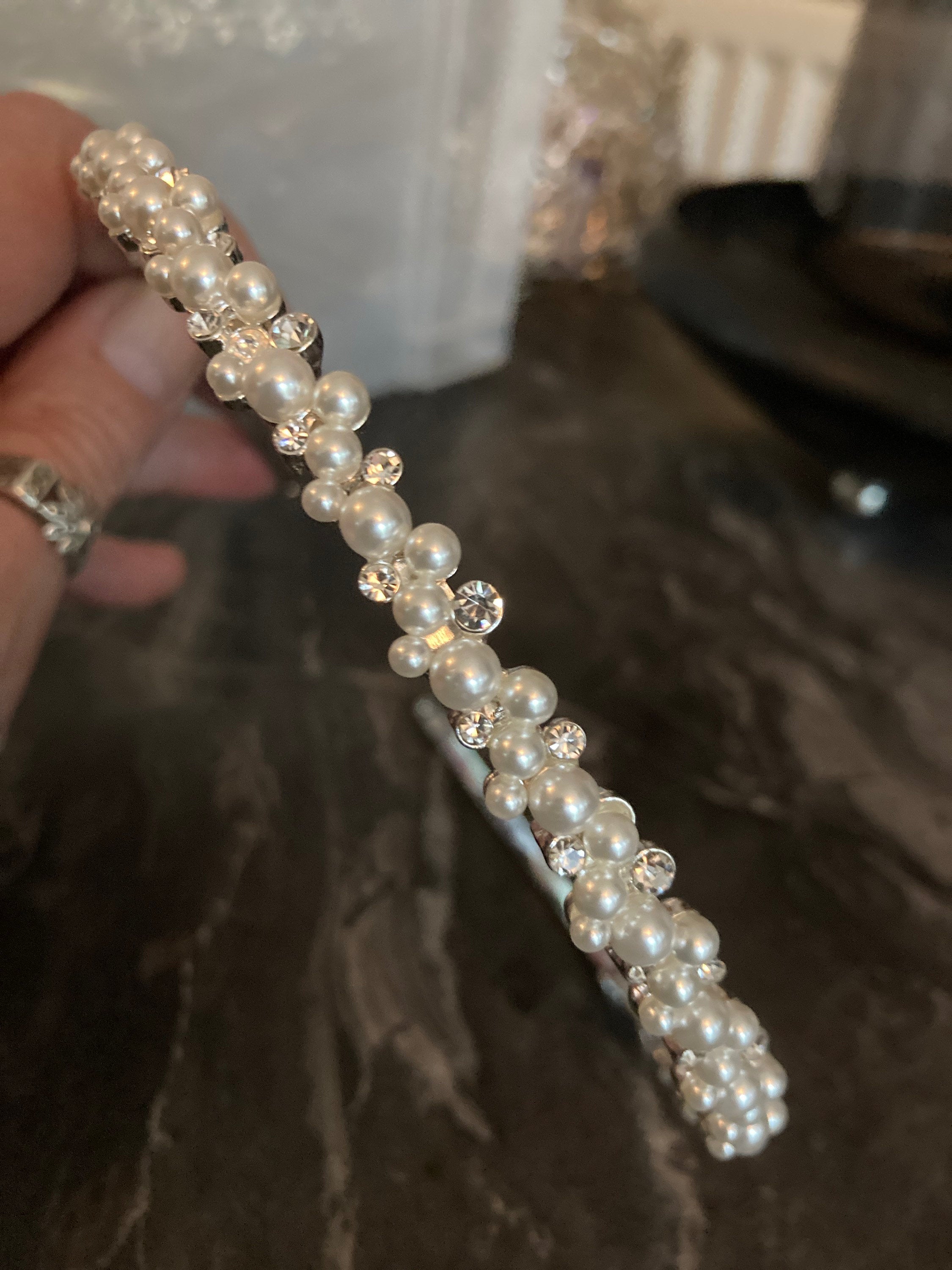 silver tone diamanté tiara clear crystal rhinestones wedding