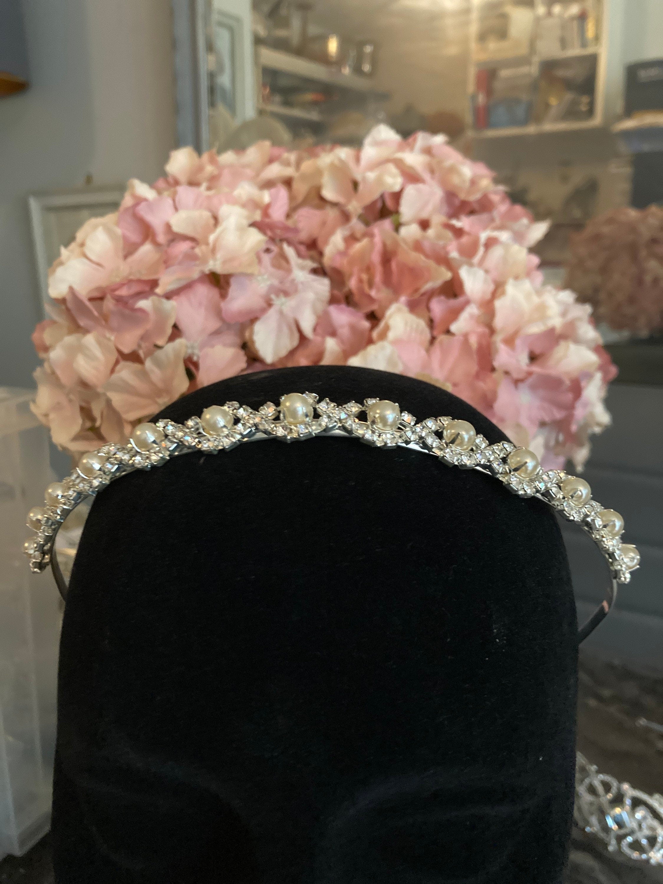 silver tone diamanté tiara clear crystal rhinestones wedding