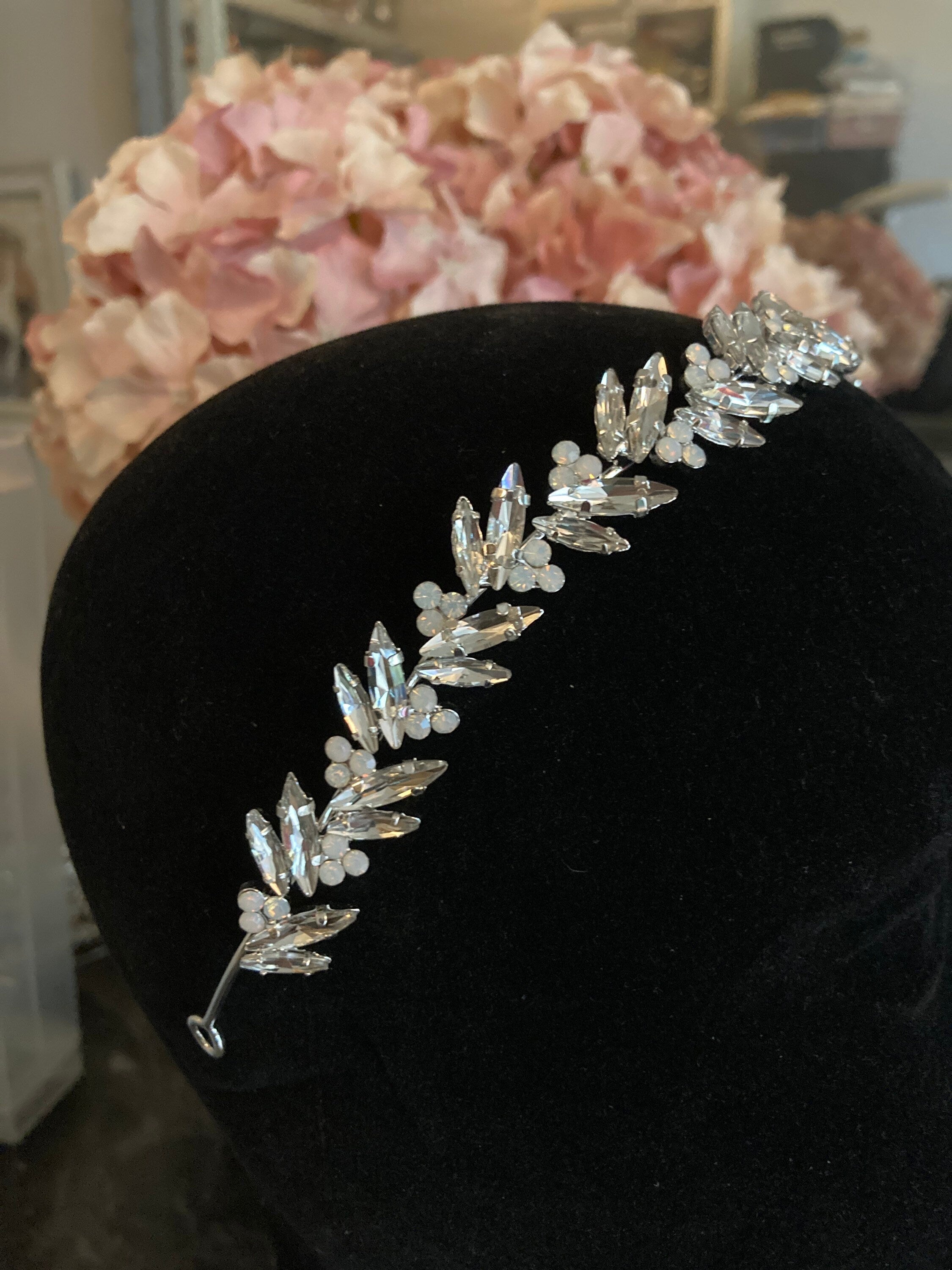 silver tone diamanté tiara clear crystal rhinestones wedding