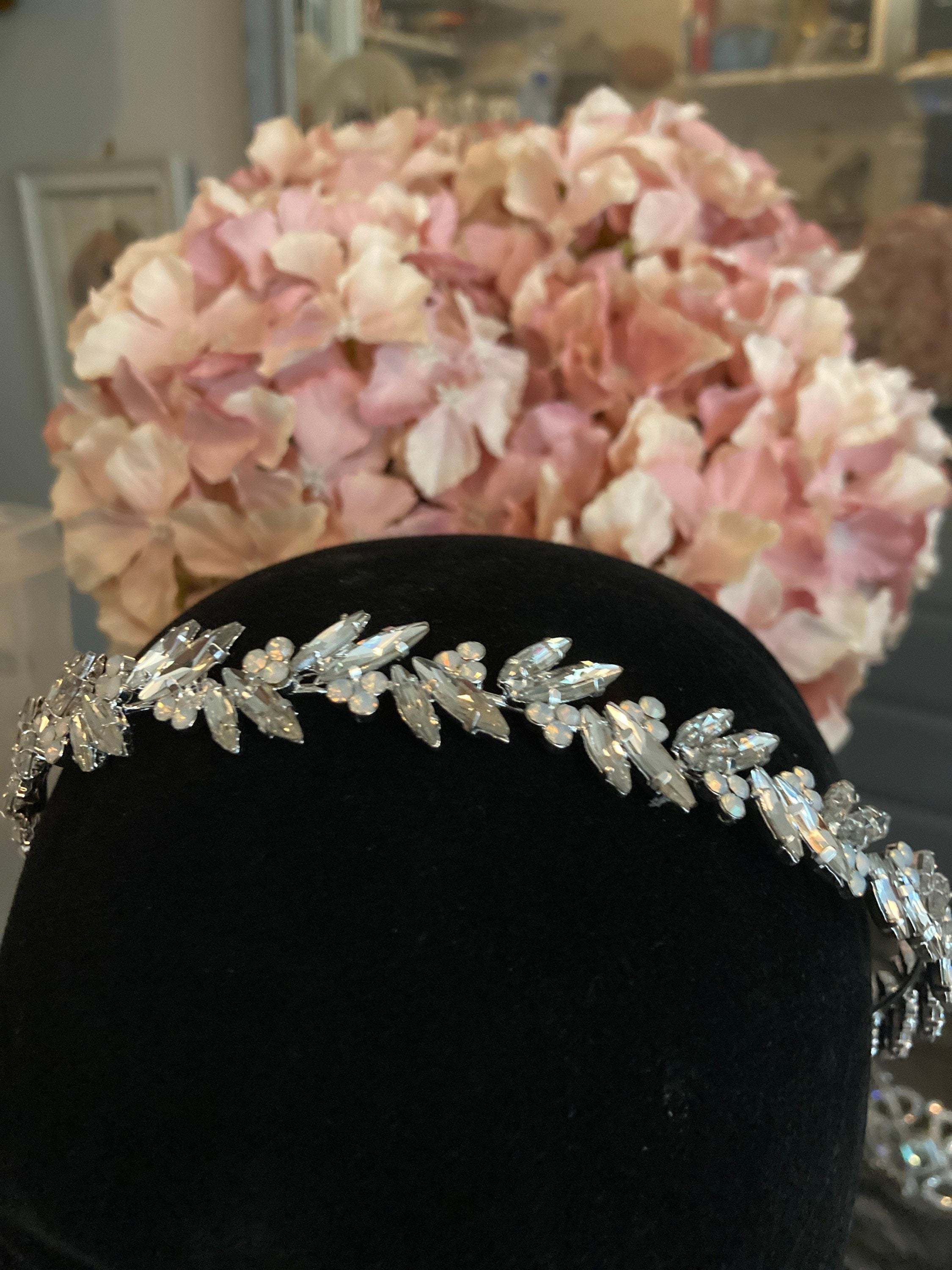 silver tone diamanté tiara clear crystal rhinestones wedding