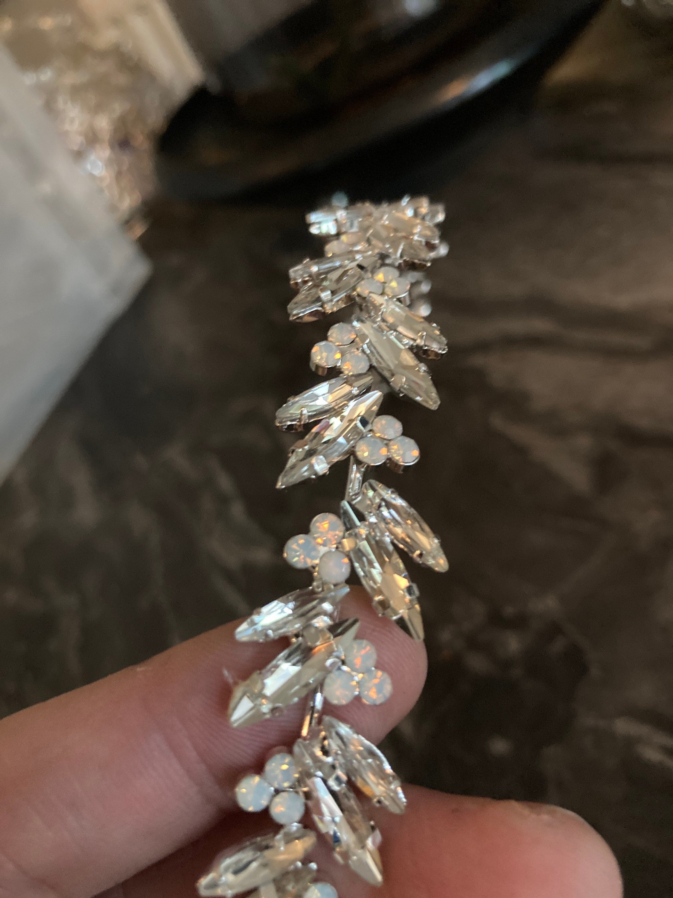 silver tone diamanté tiara clear crystal rhinestones wedding