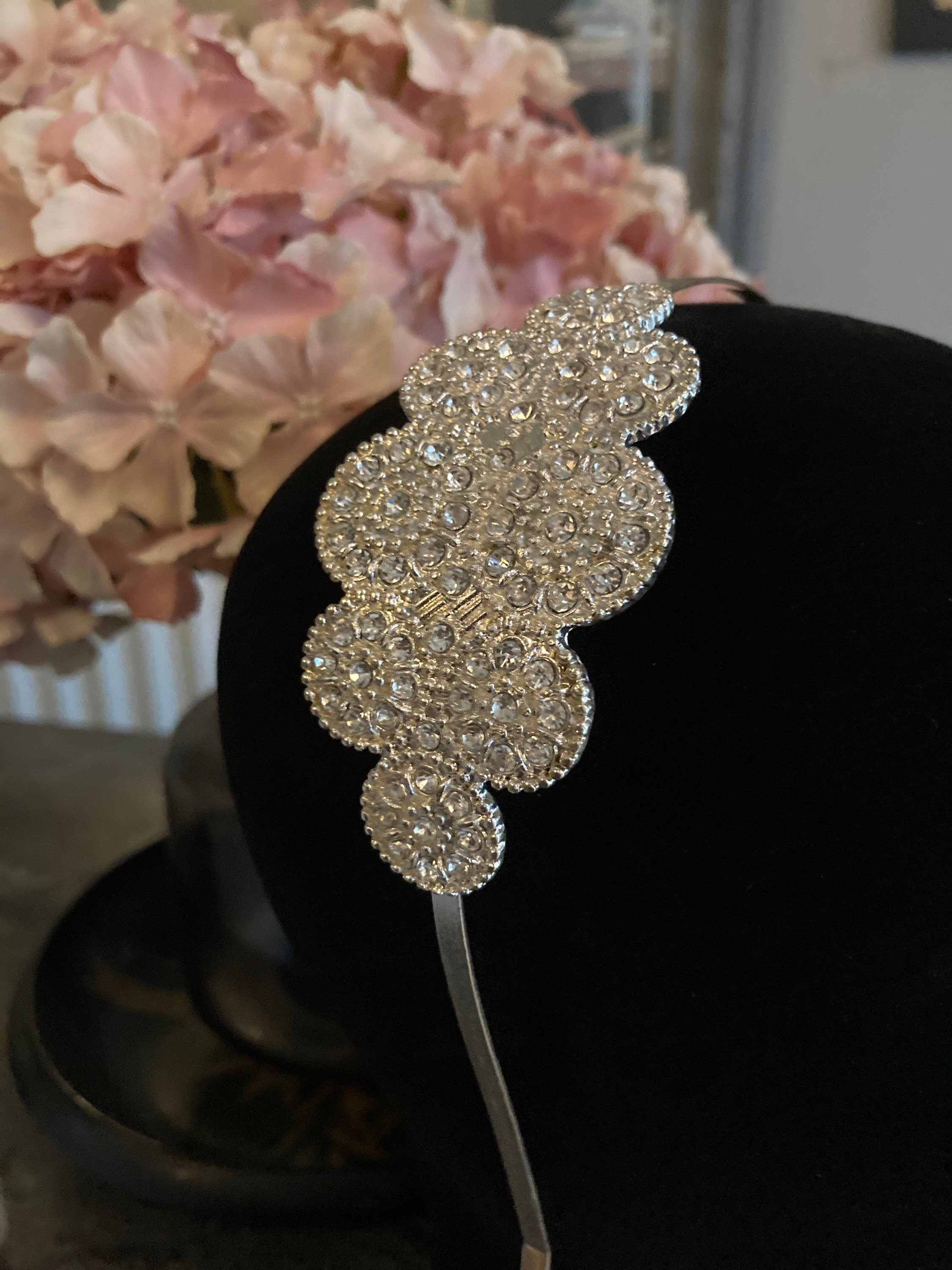 silver tone diamanté tiara clear crystal rhinestones wedding
