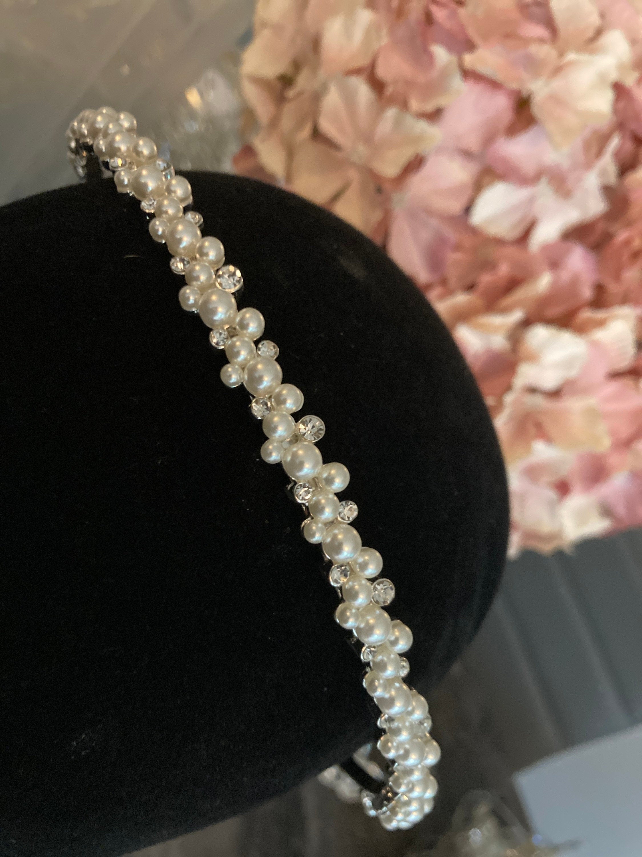silver tone diamanté tiara clear crystal rhinestones wedding