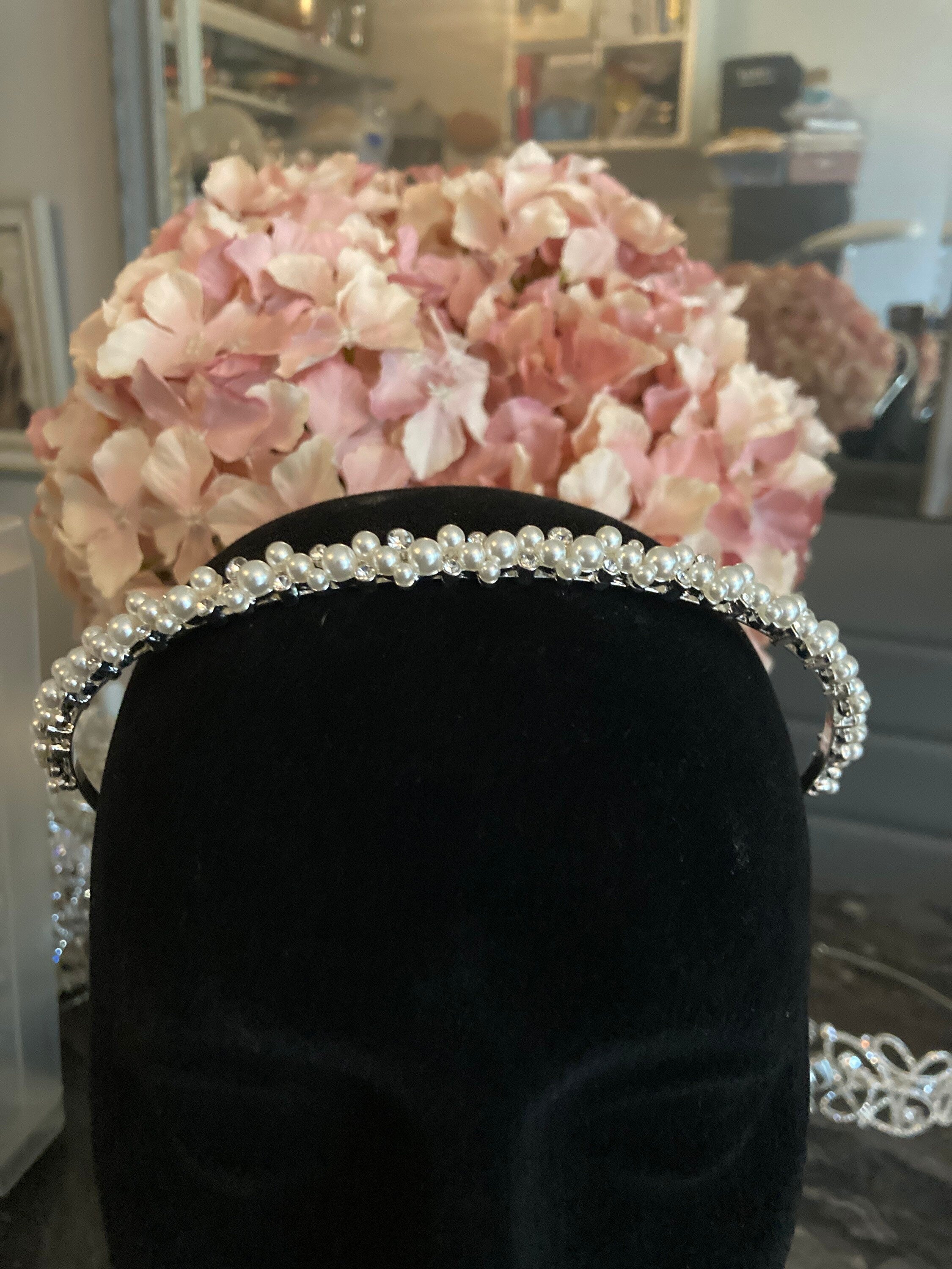 silver tone diamanté tiara clear crystal rhinestones wedding