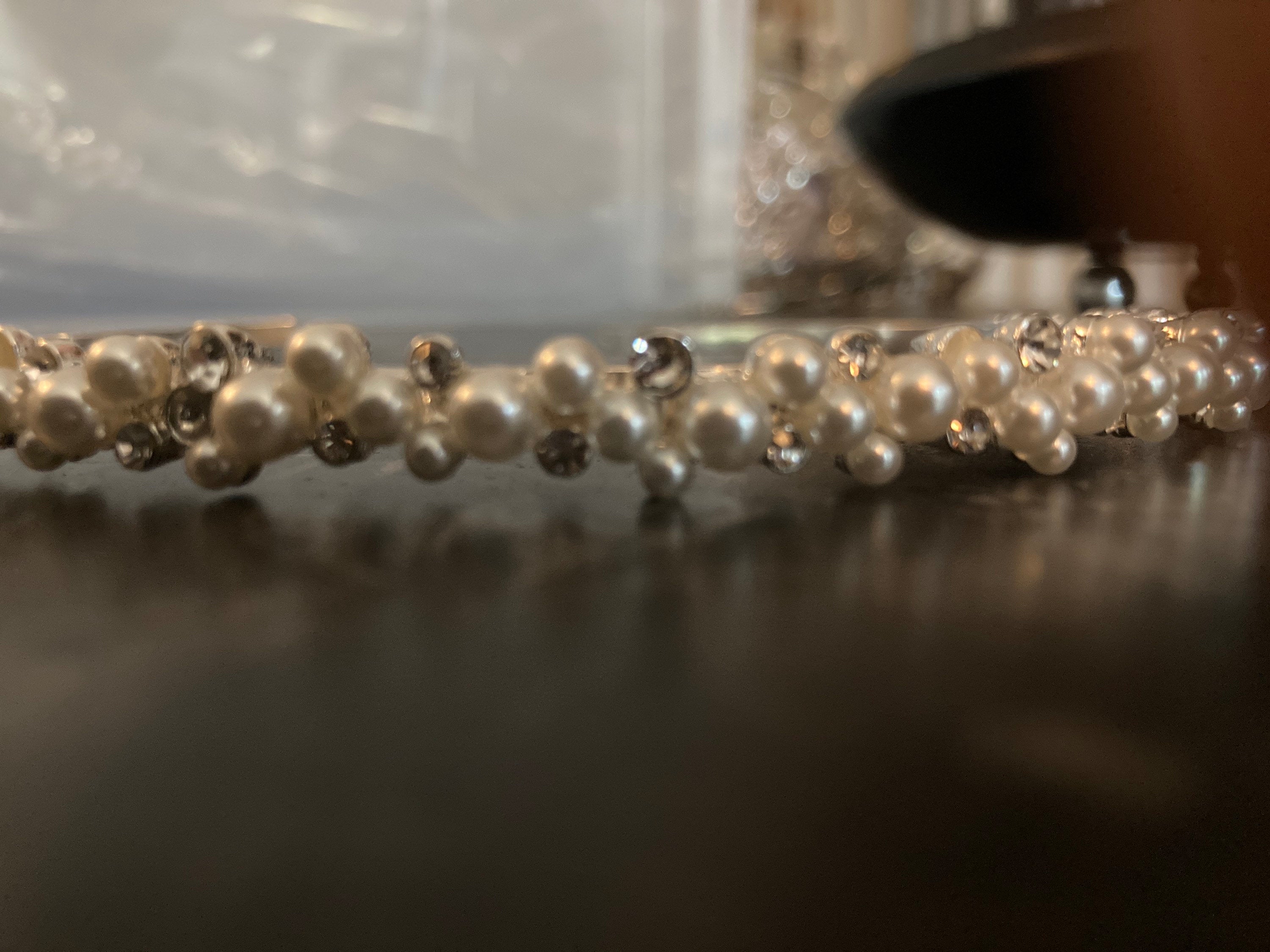 silver tone diamanté tiara clear crystal rhinestones wedding