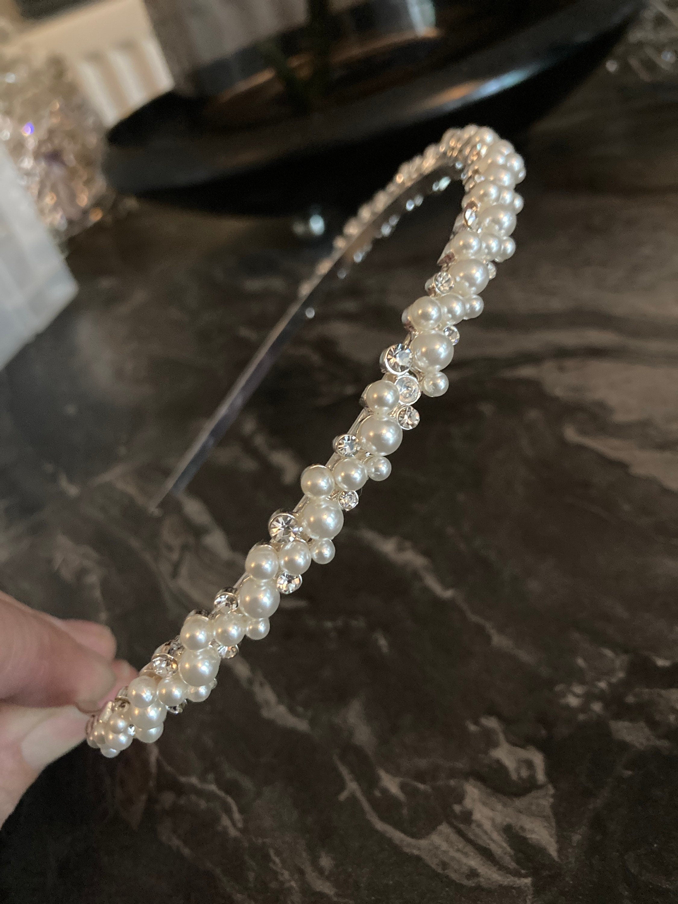 silver tone diamanté tiara clear crystal rhinestones wedding
