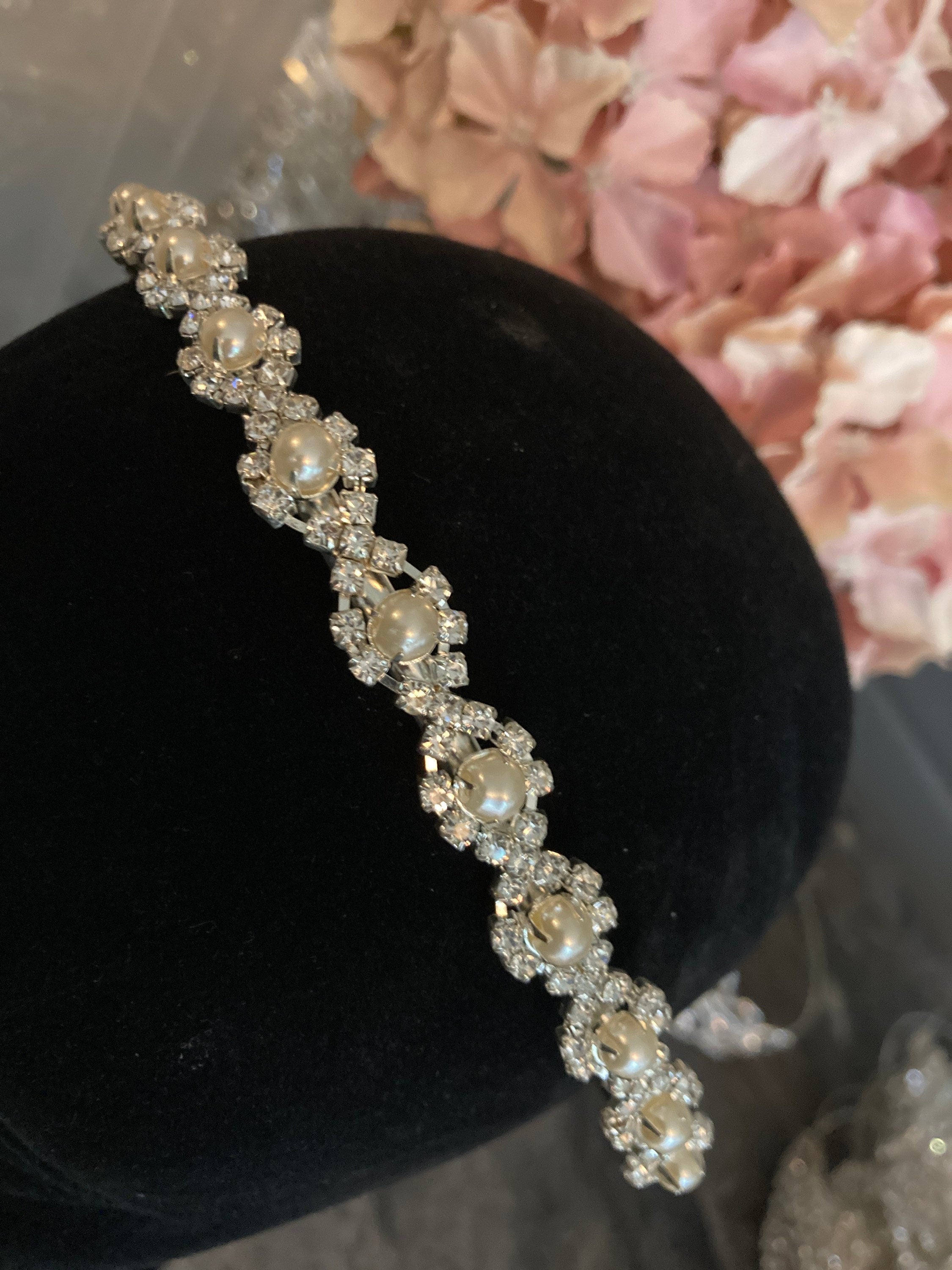 silver tone diamanté tiara clear crystal rhinestones wedding