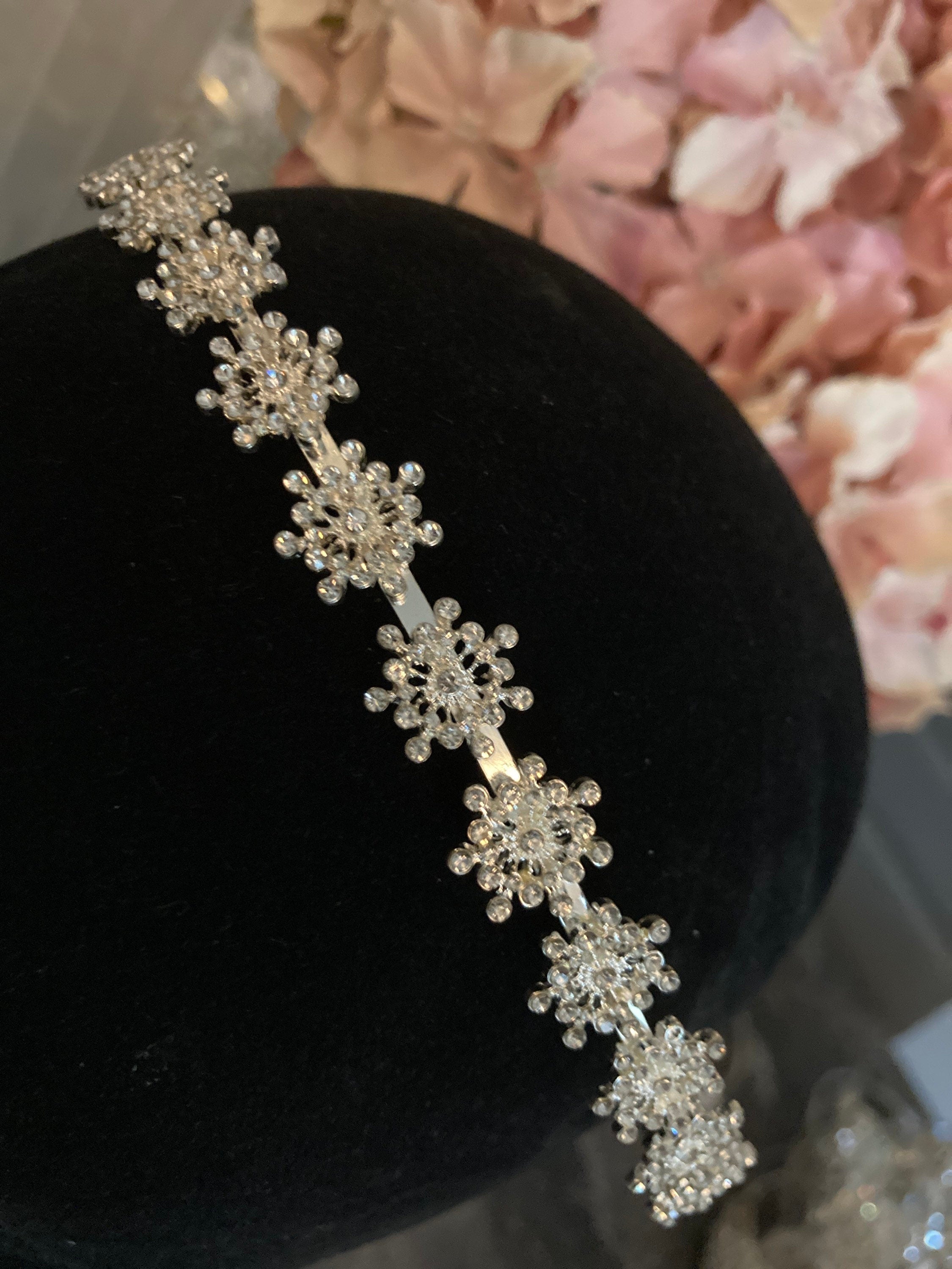 silver tone diamanté tiara clear crystal rhinestones wedding
