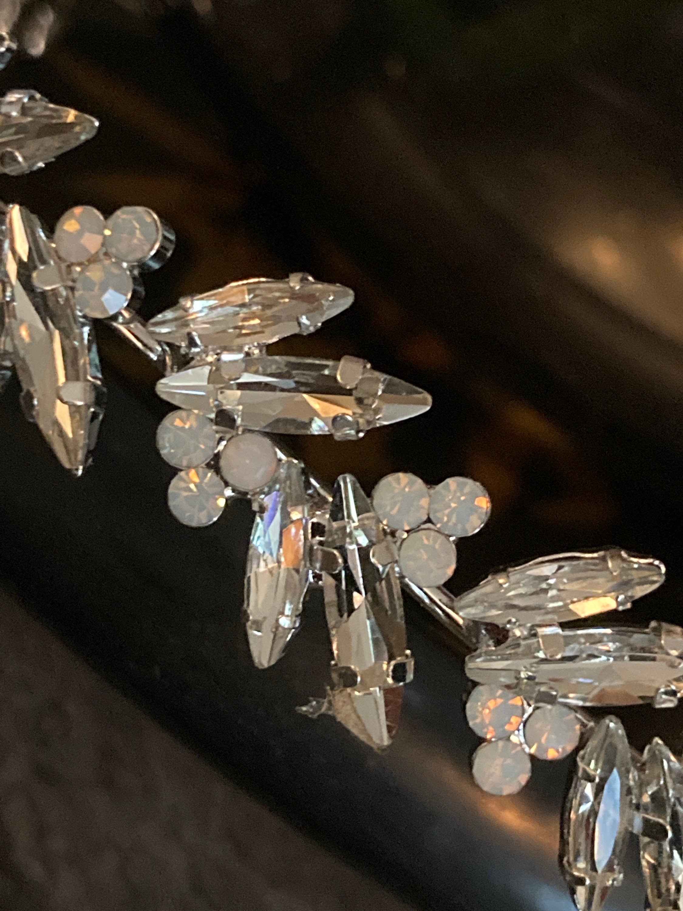 silver tone diamanté tiara clear crystal rhinestones wedding