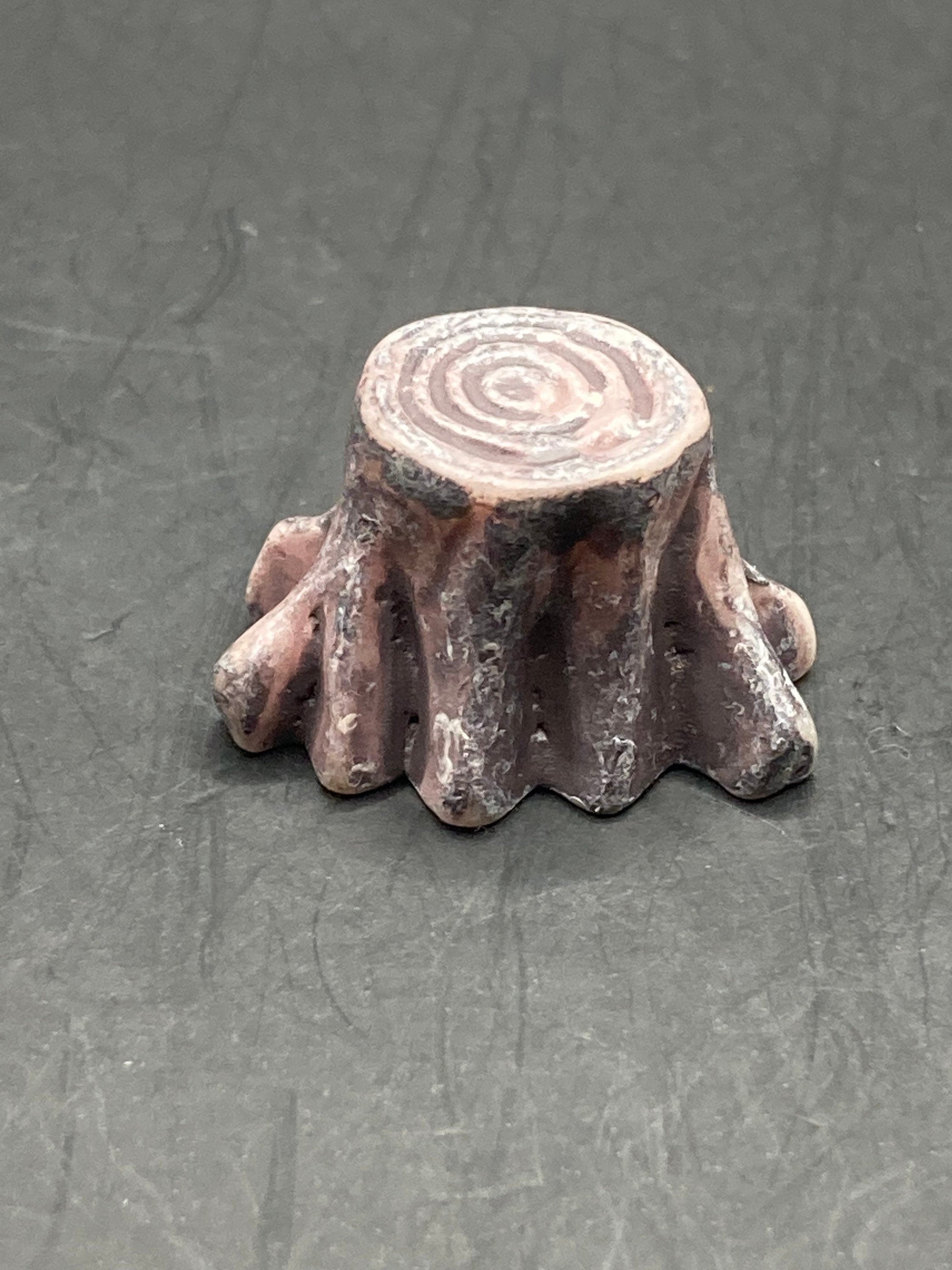 Mini Dark Brown Resin Tree Stump Cake Topper: Woodland Decoration