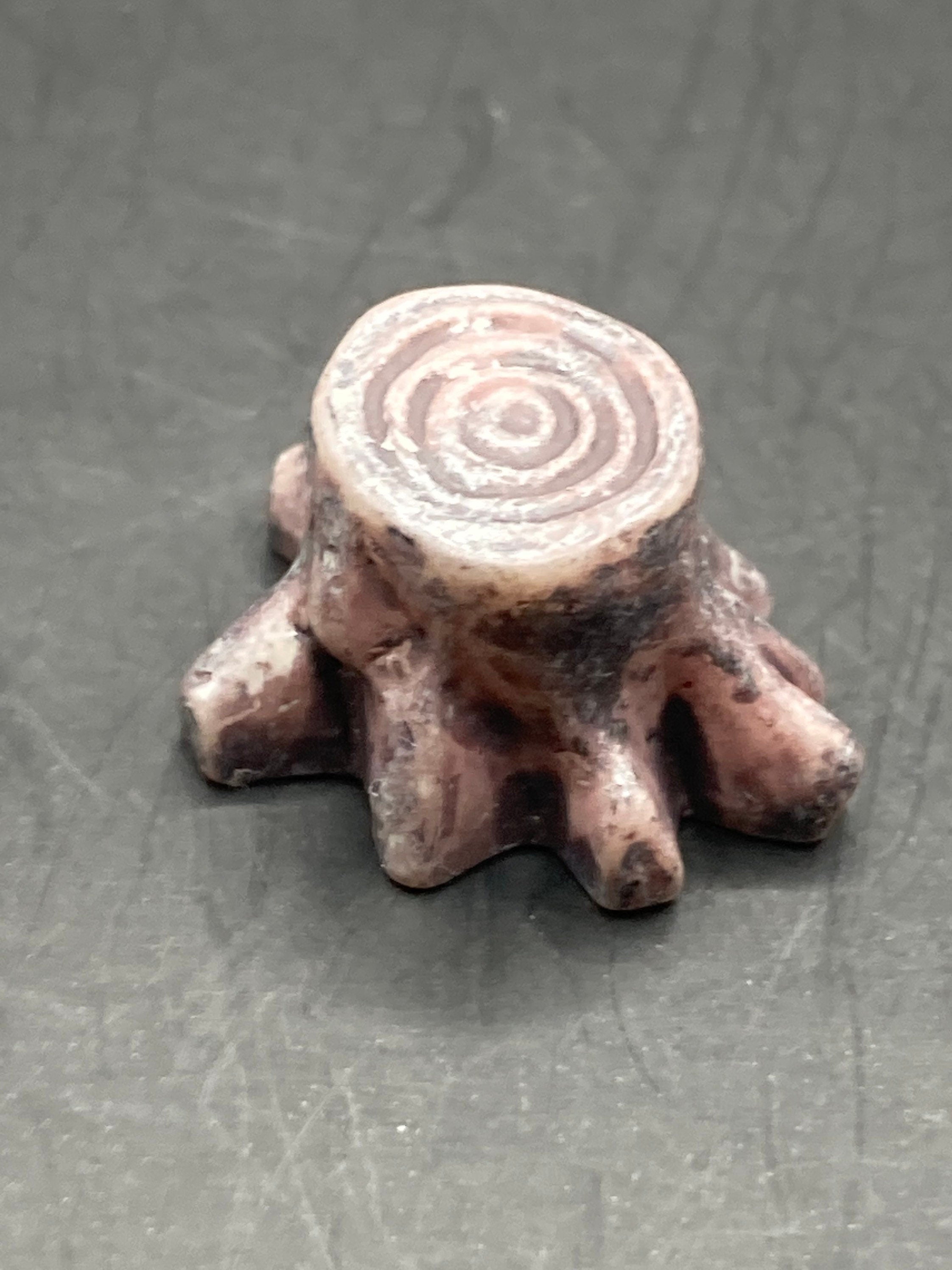 Mini Dark Brown Resin Tree Stump Cake Topper: Woodland Decoration