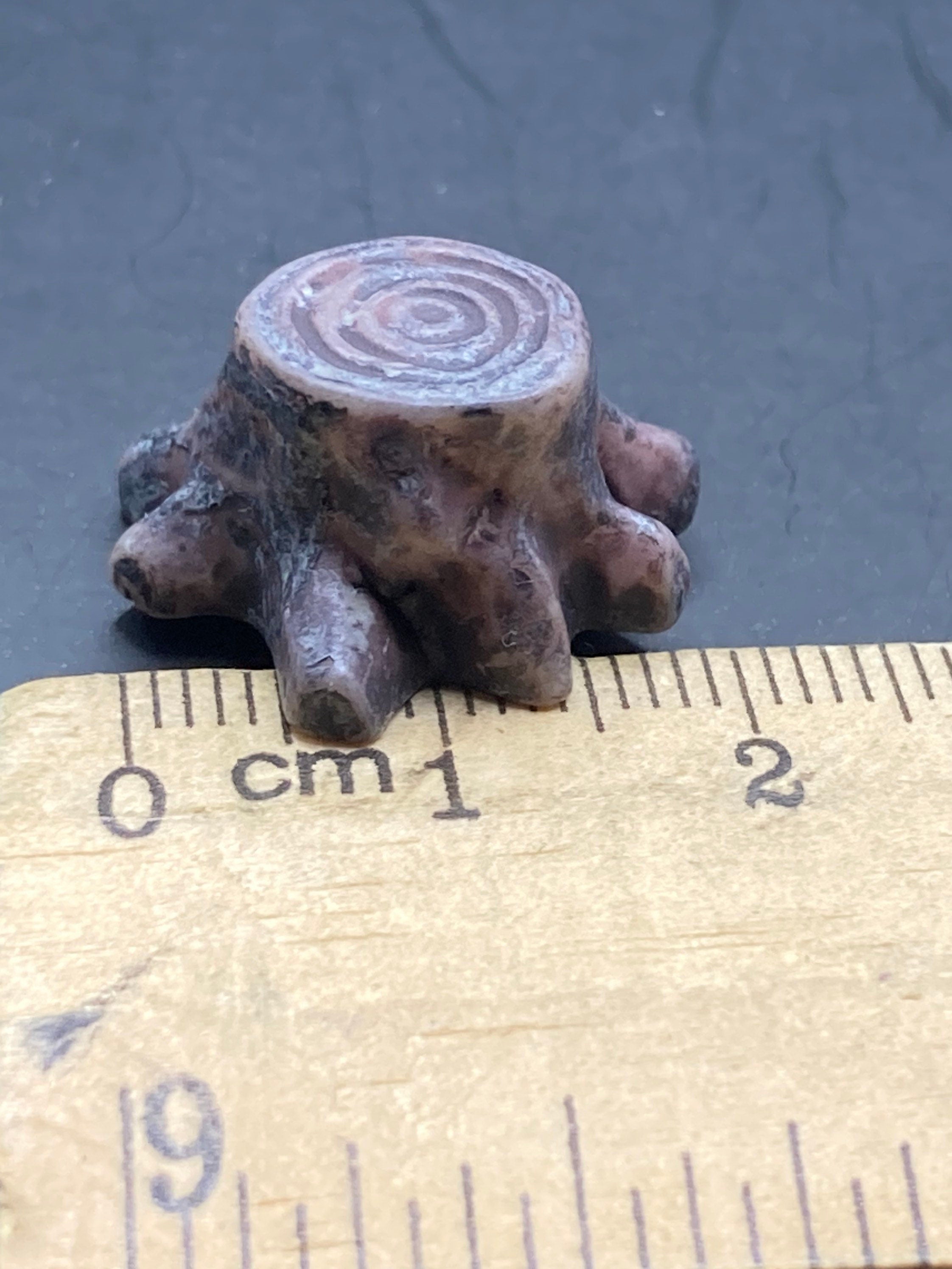 Mini Dark Brown Resin Tree Stump Cake Topper: Woodland Decoration